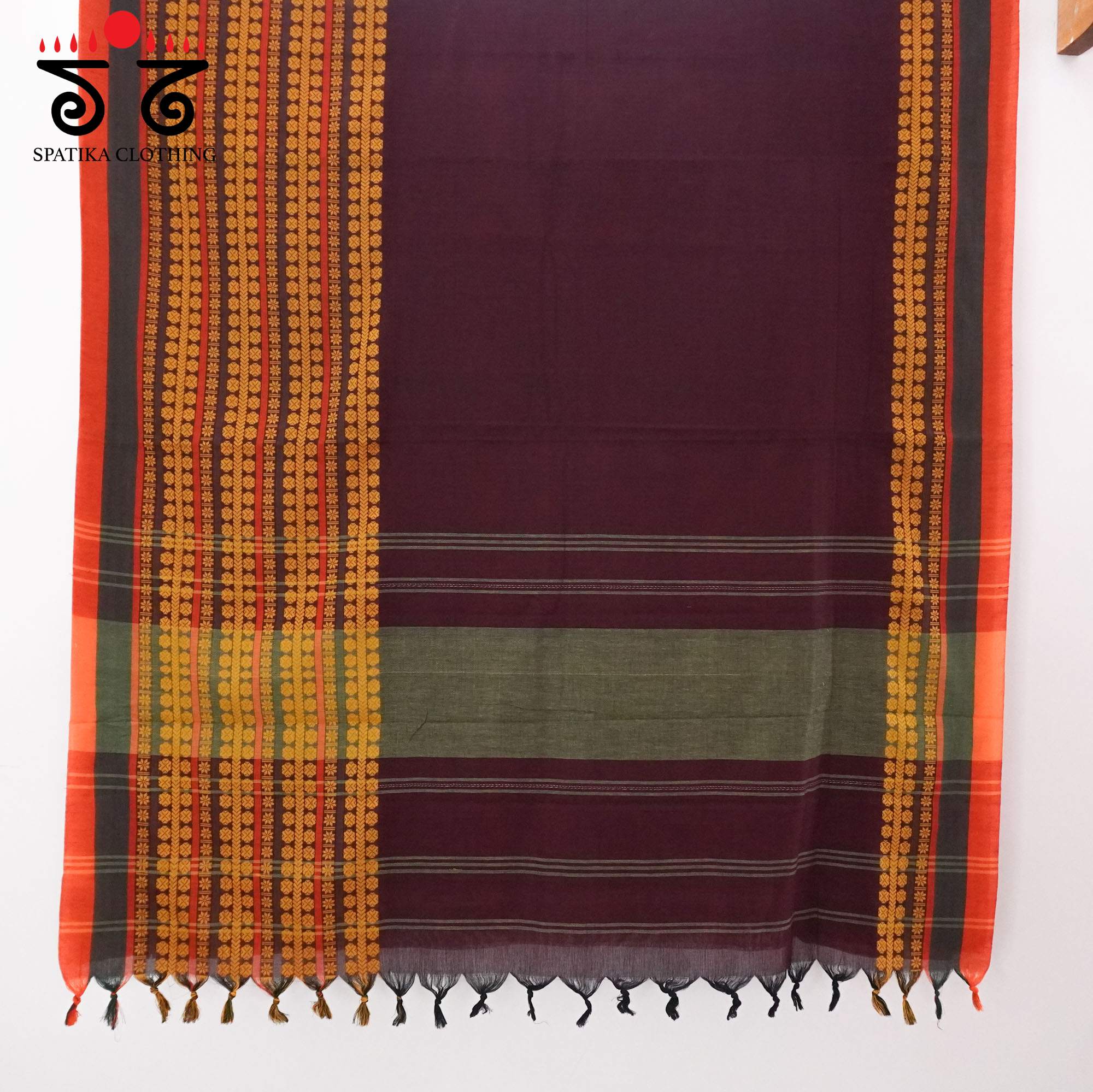 Brown Begampur Handwoven Cotton Saree New!