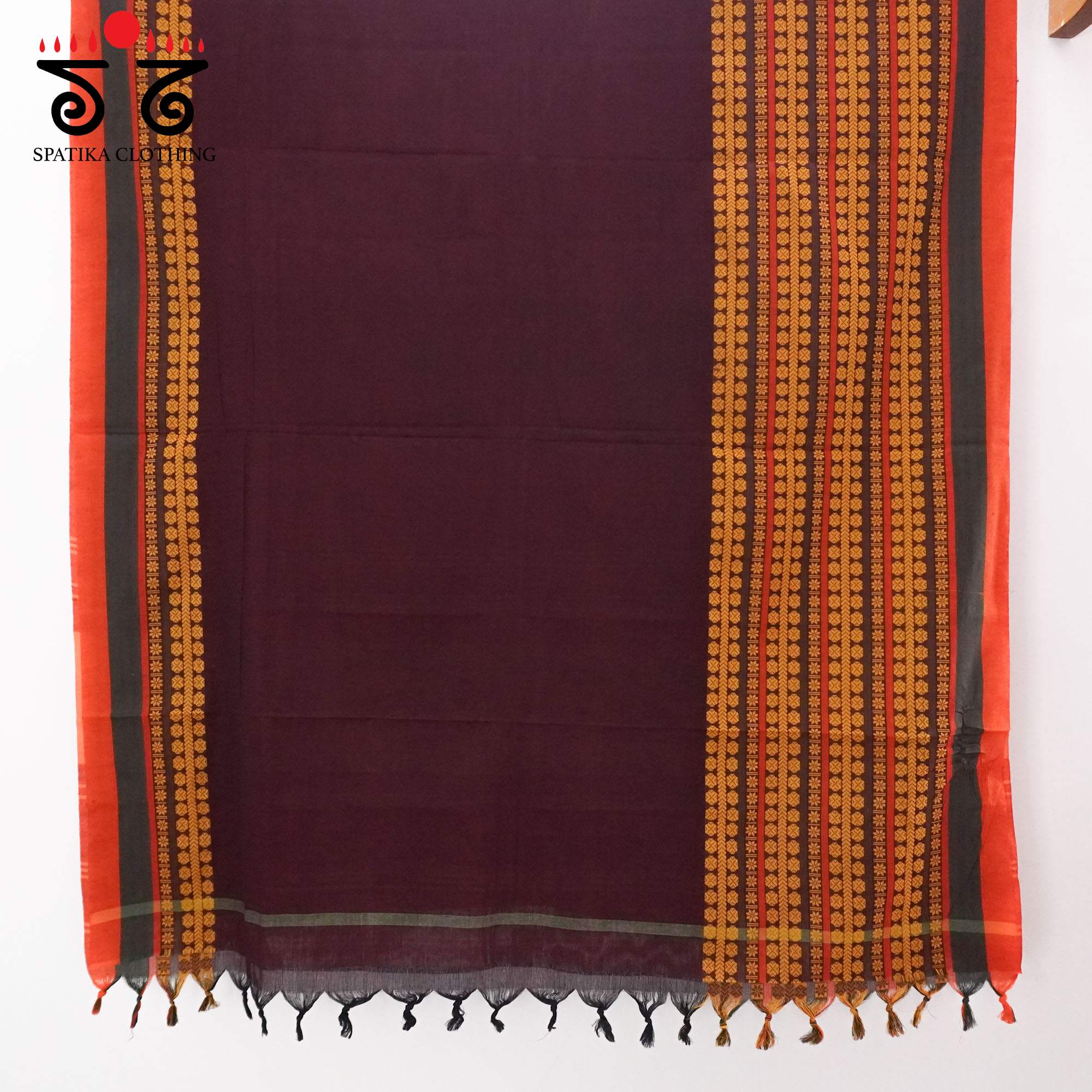 Brown Begampur Handwoven Cotton Saree New!