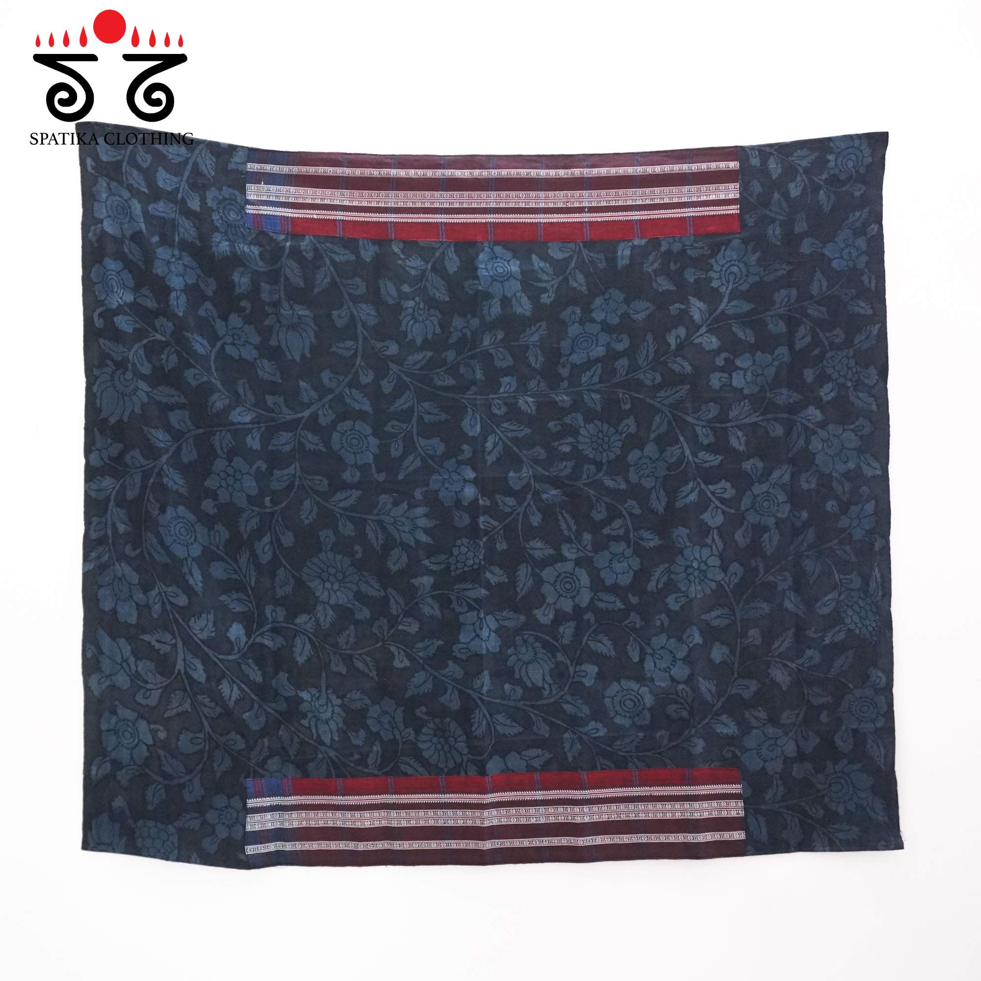 Blue Ilkal Handwoven Cotton Saree - Kalamkari Blouse
