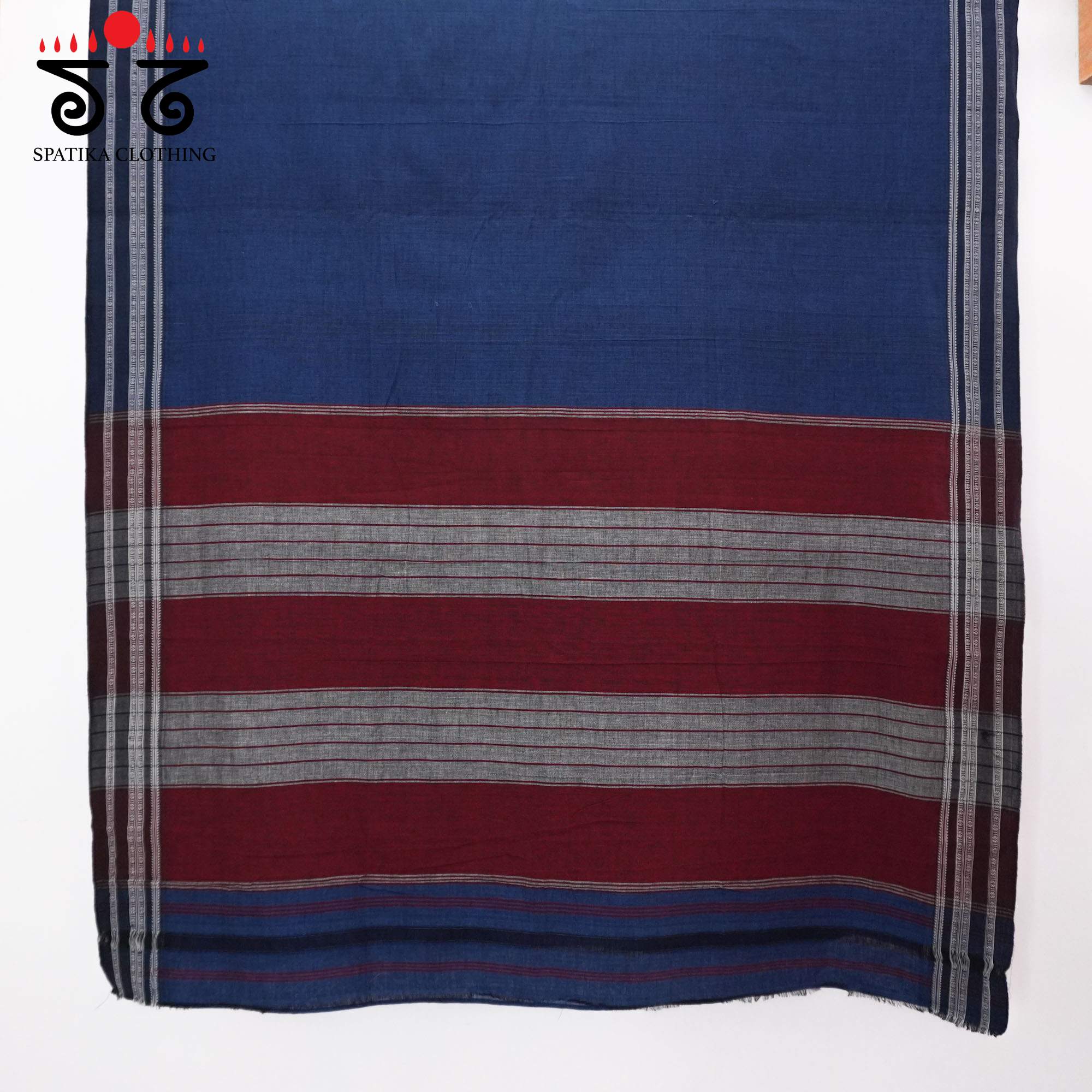 Blue Ilkal Handwoven Cotton Saree - Kalamkari Blouse