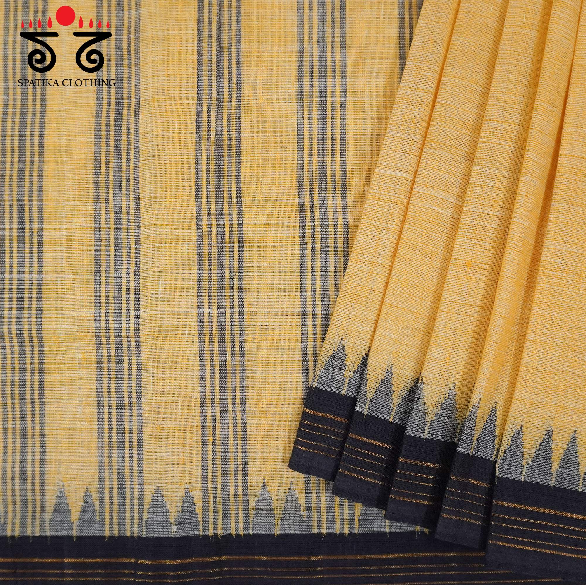 Yellow Ponduru Handspun Cotton Saree