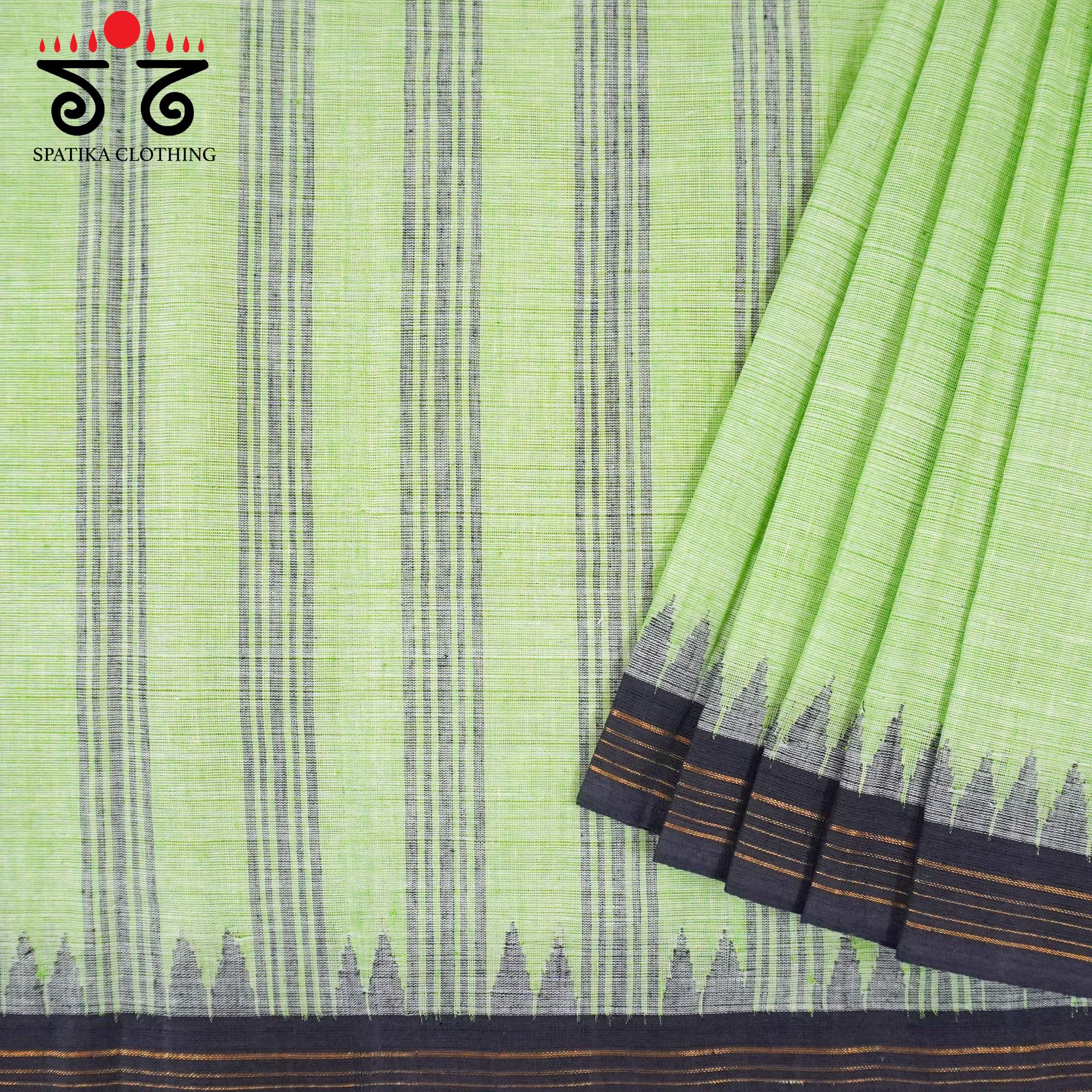 Green Ponduru Handspun Cotton Saree