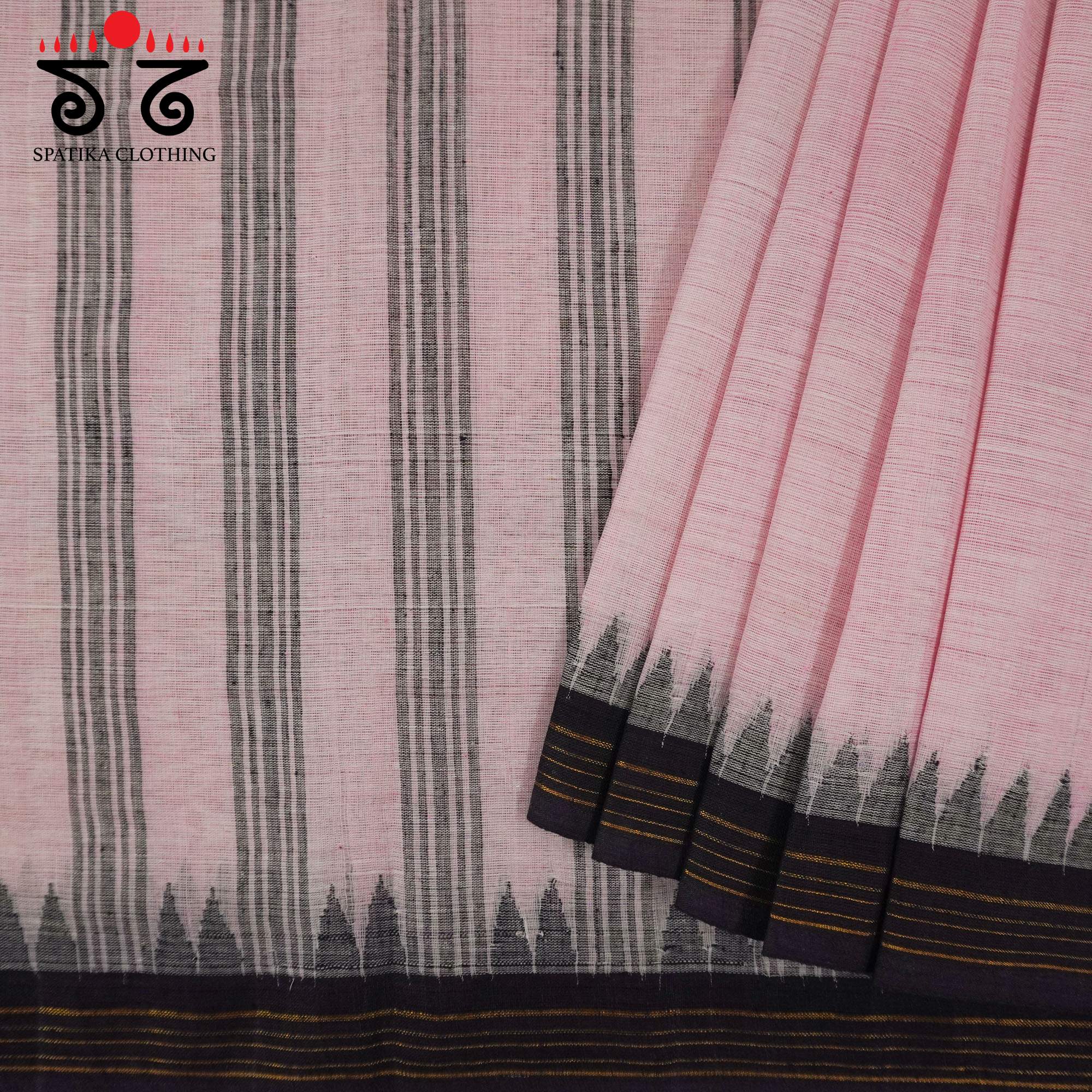 Pink Ponduru Handspun Cotton Saree