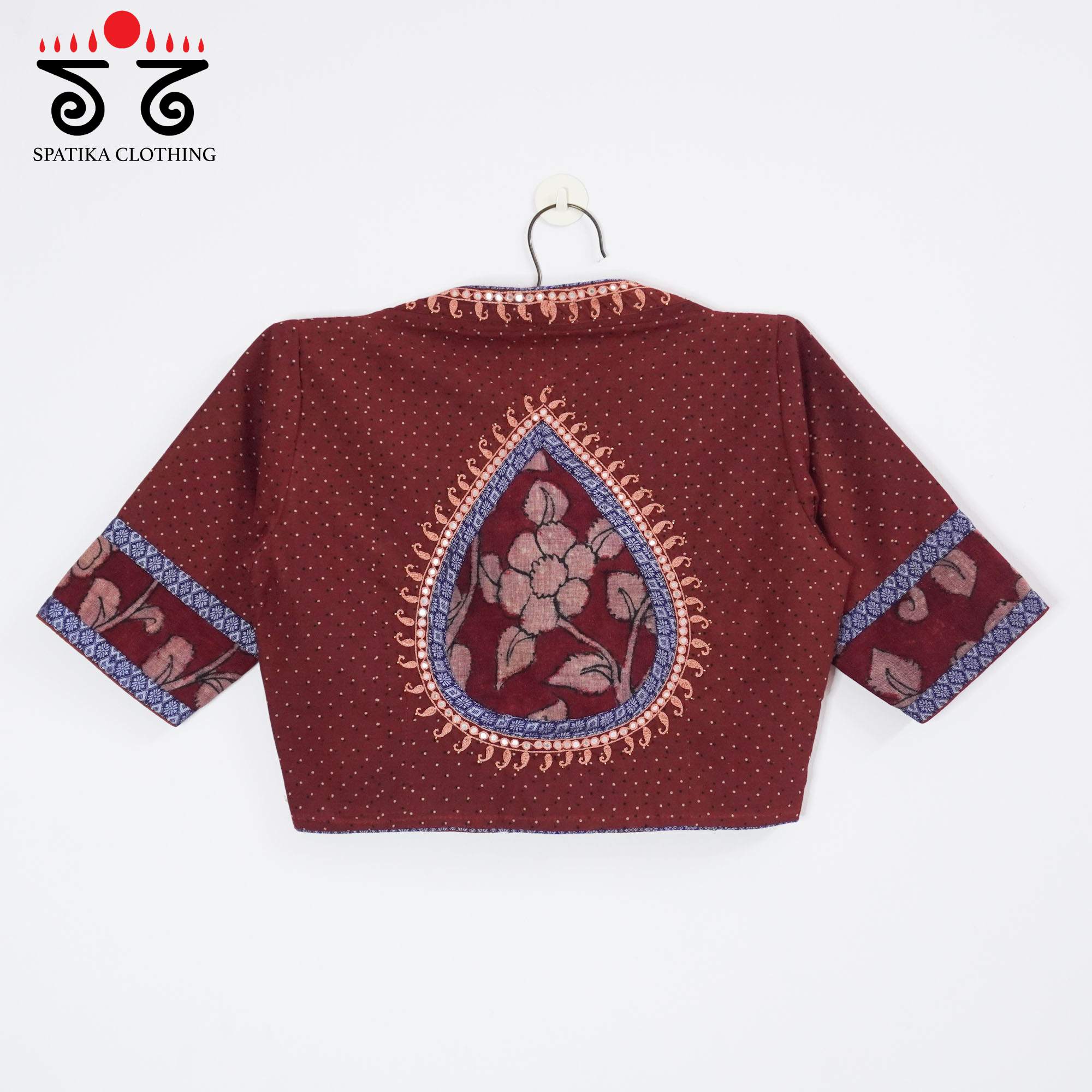 Ajrak Pen Kalamkari - Terracotta Handcrafted Blouse