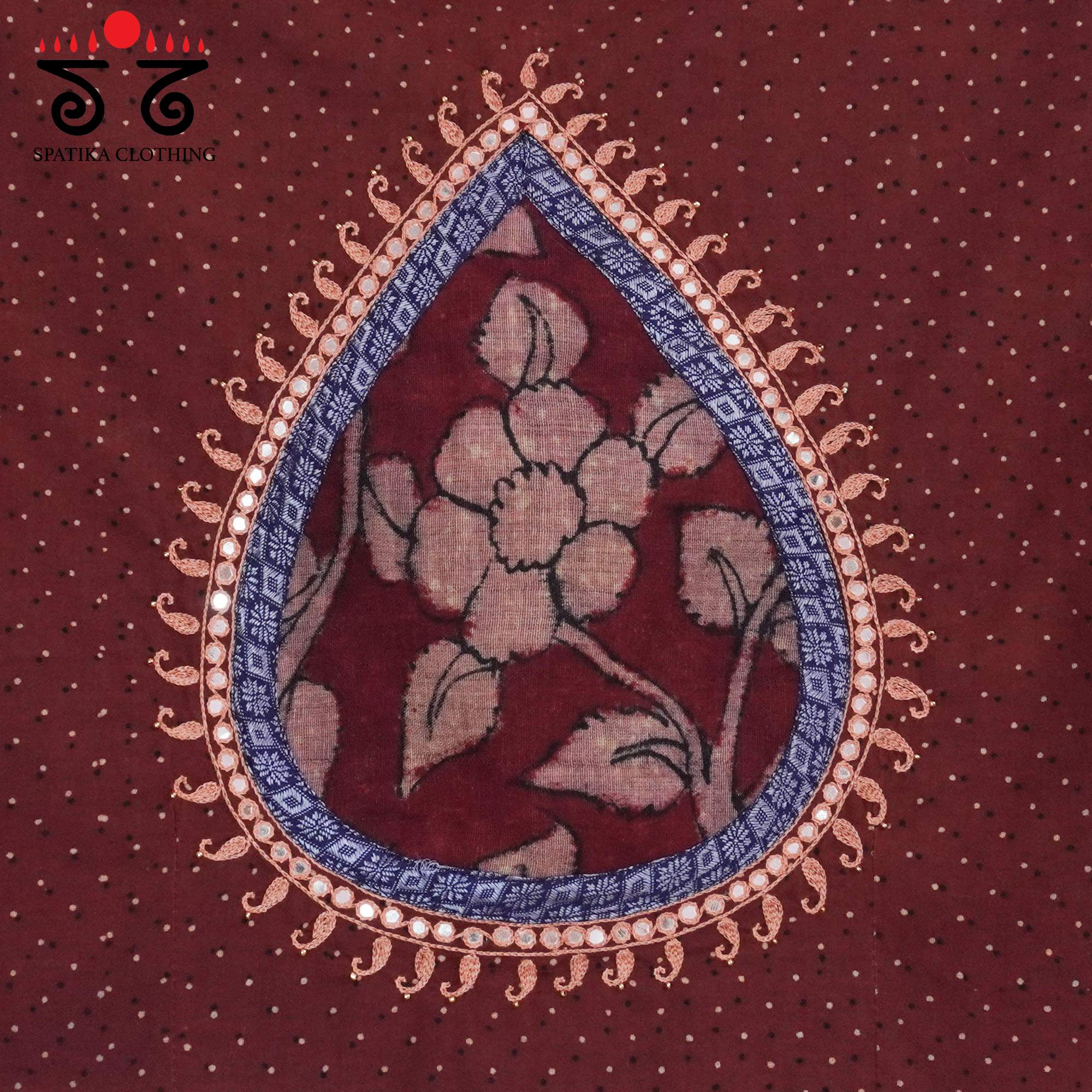 Ajrak Pen Kalamkari - Terracotta Handcrafted Blouse