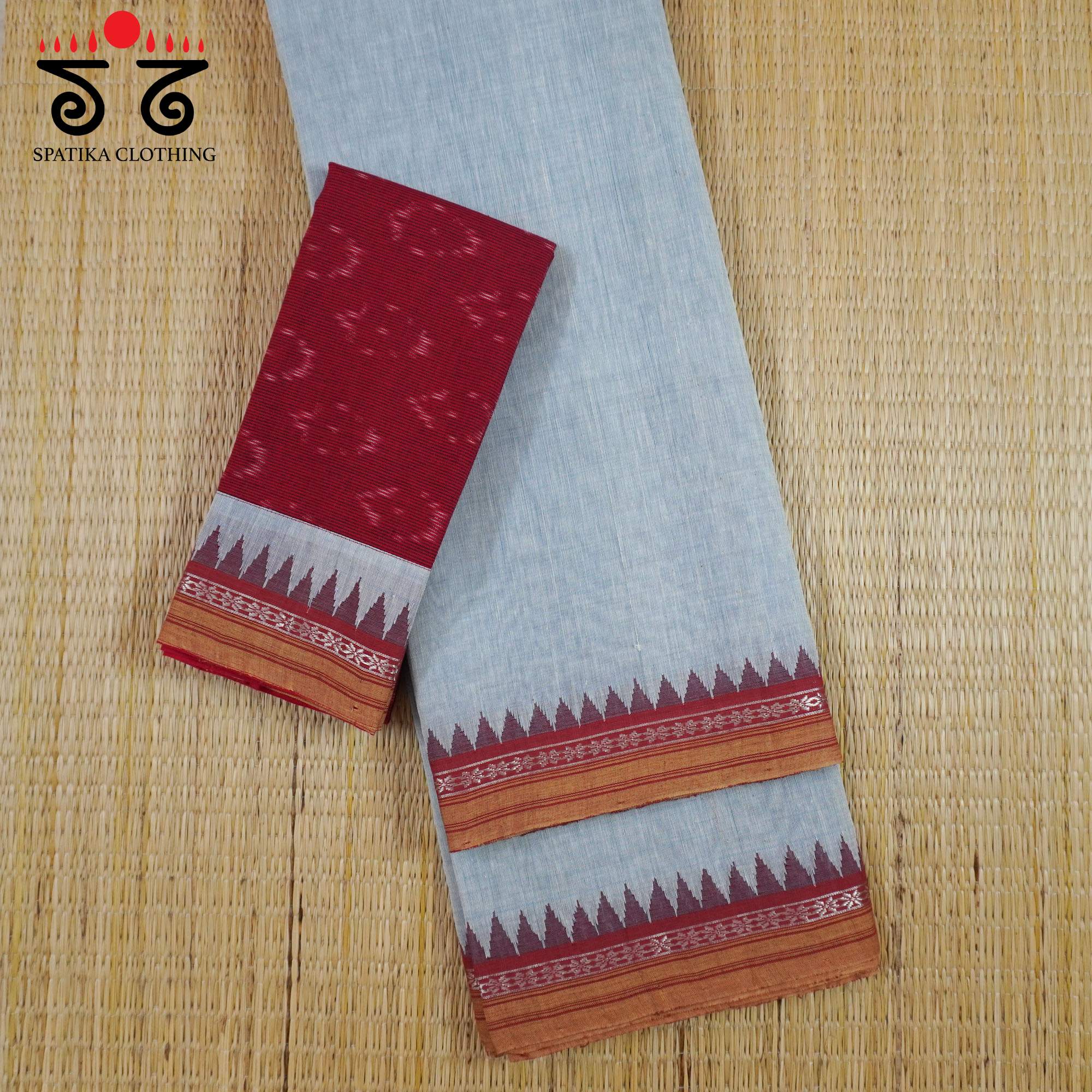 Blue Ponduru Handspun Cotton Saree With Special Blouse
