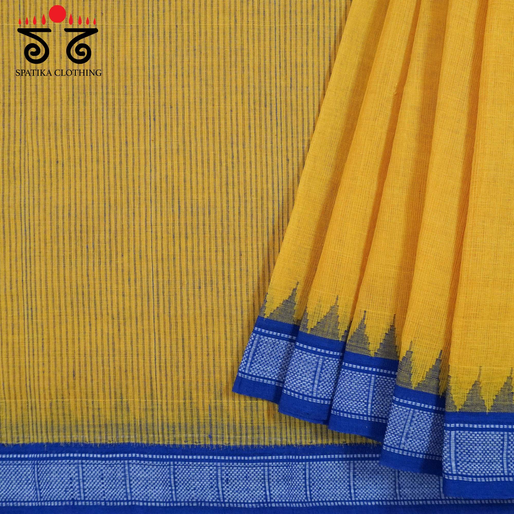 Yellow Ponduru Handspun Cotton Saree With Special Blouse