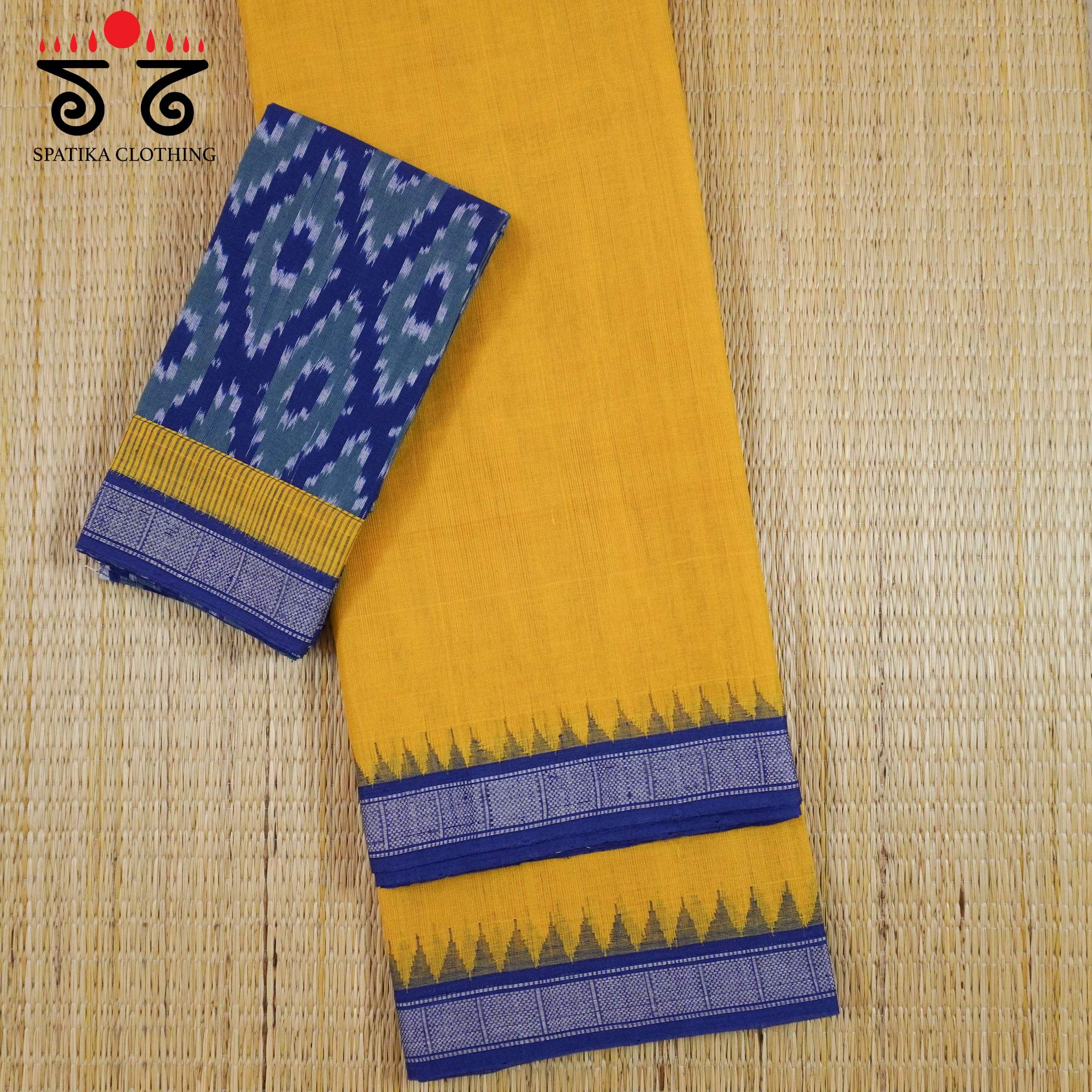 Yellow Ponduru Handspun Cotton Saree With Special Blouse