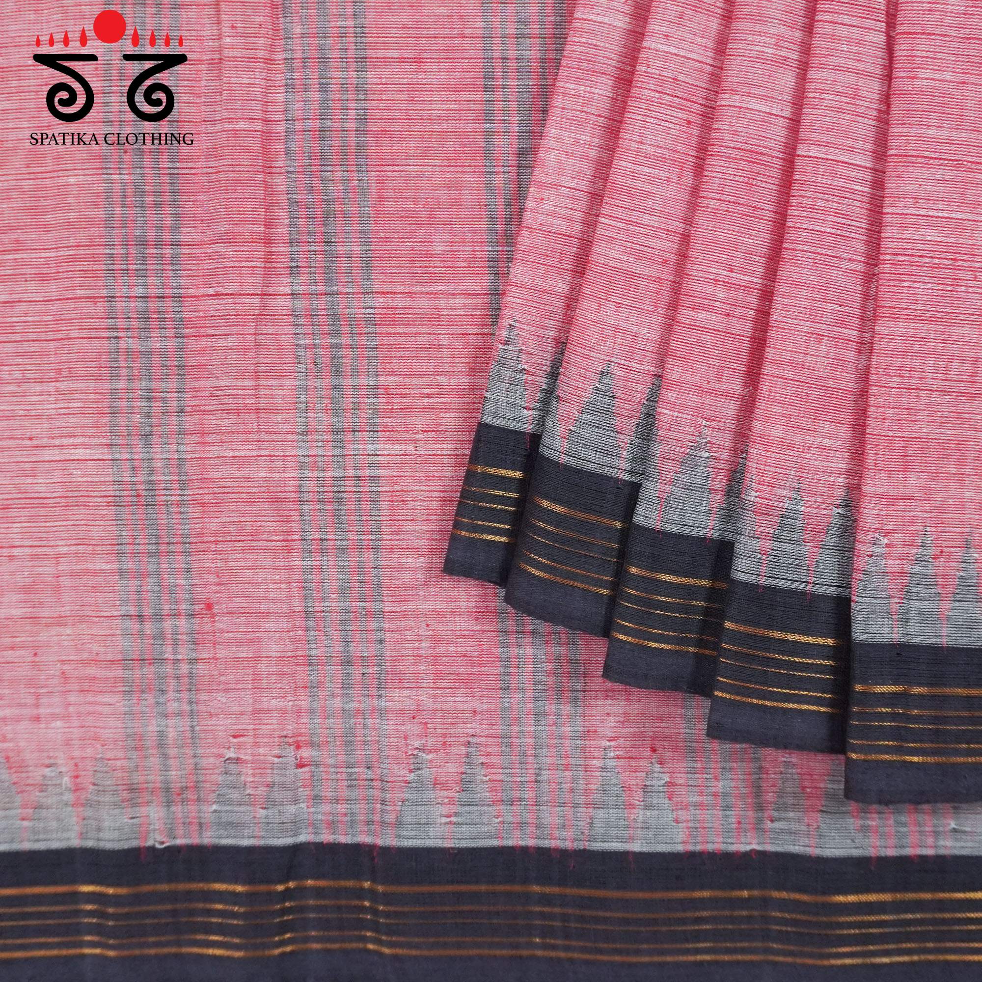 Pink Ponduru Handspun Cotton Saree With Special Blouse