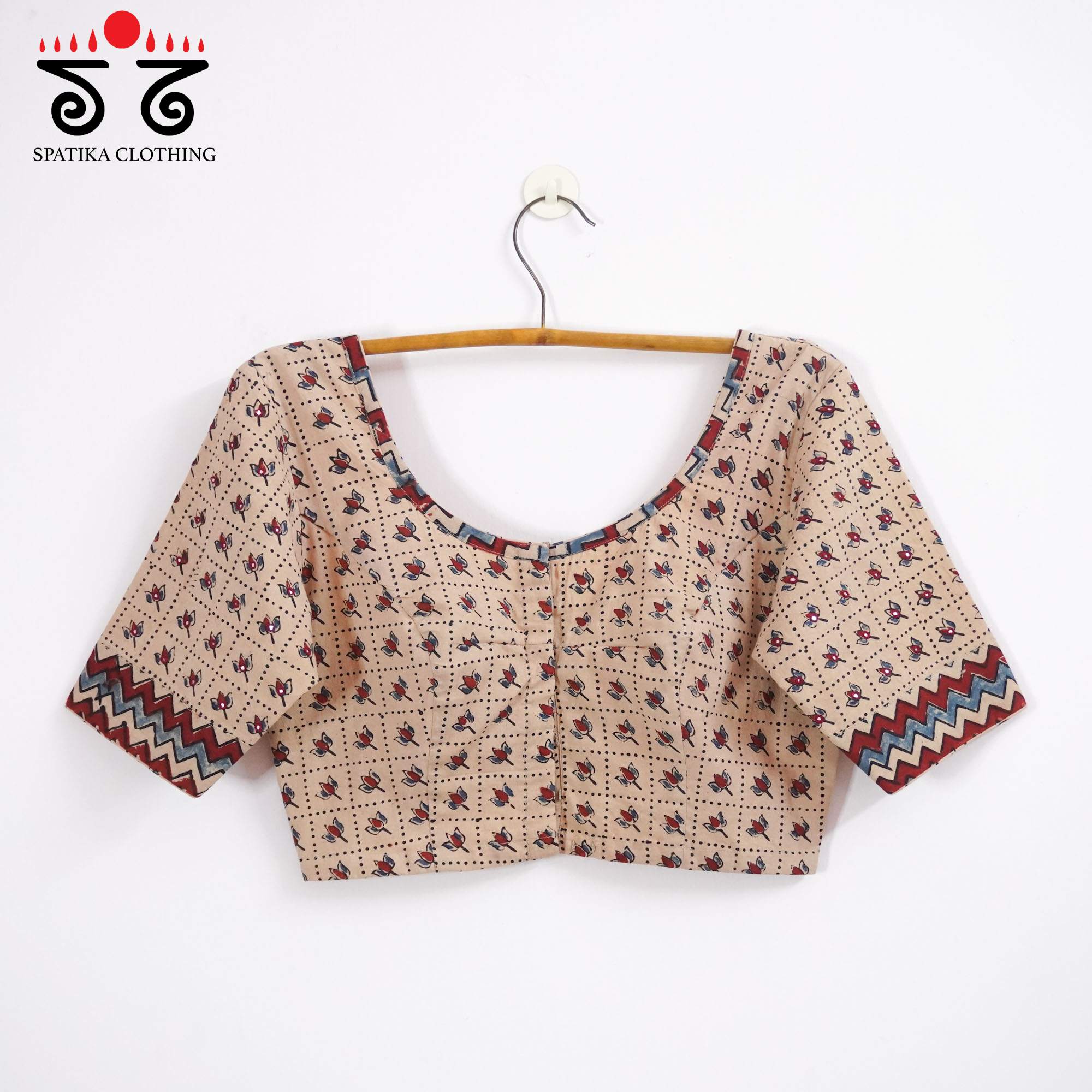 Beige Lotus Ajrak Blouse