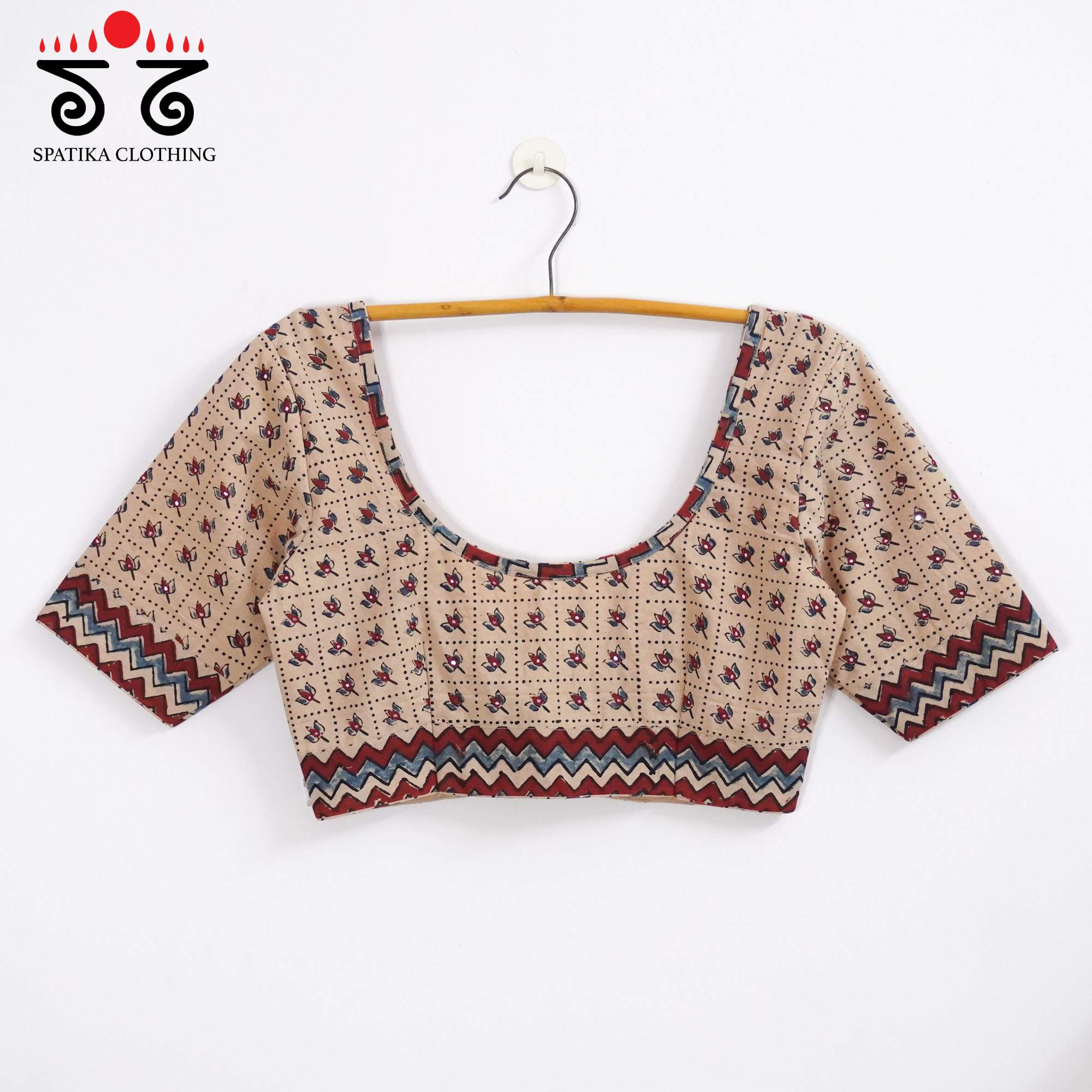 Beige Lotus Ajrak Blouse