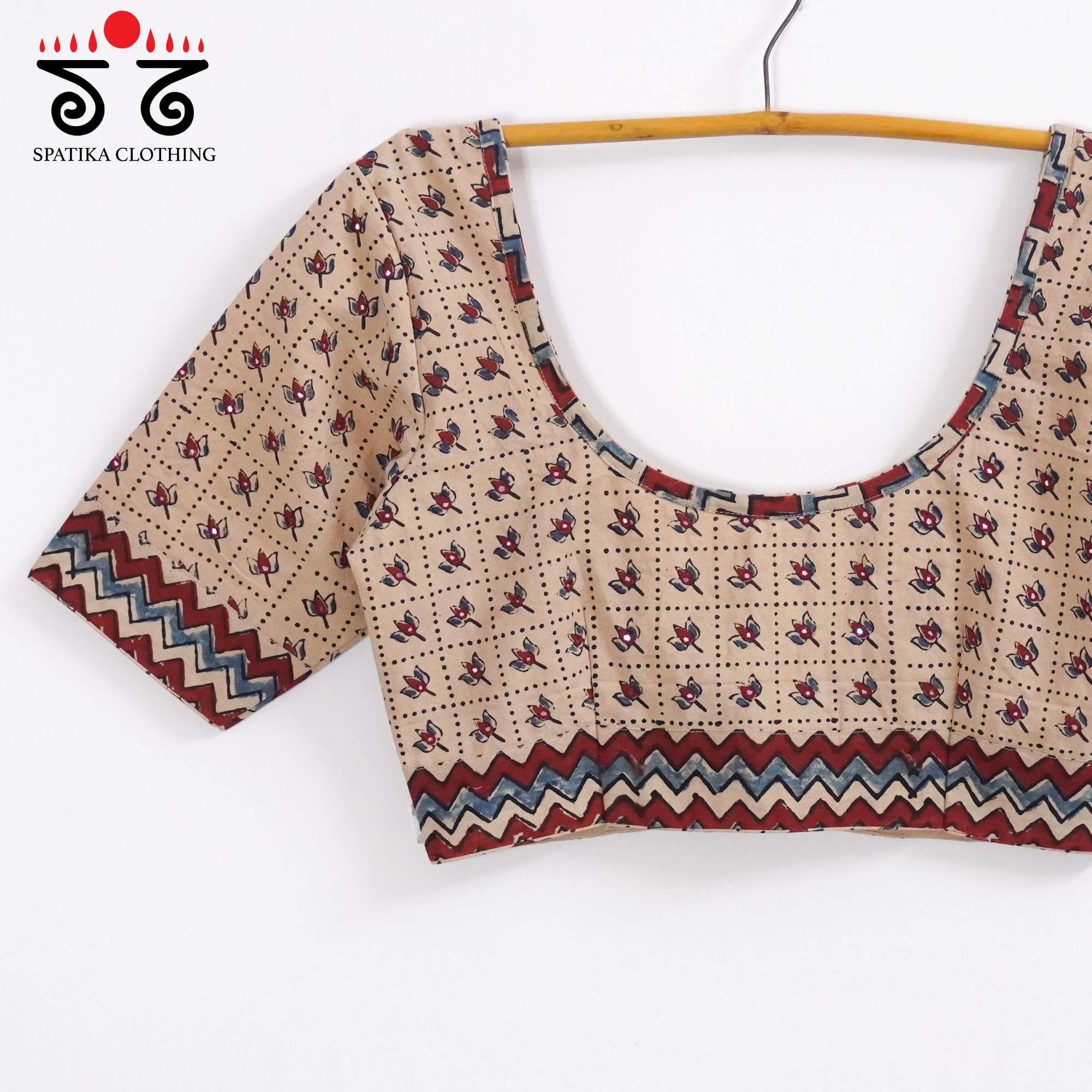 Beige Lotus Ajrak Blouse