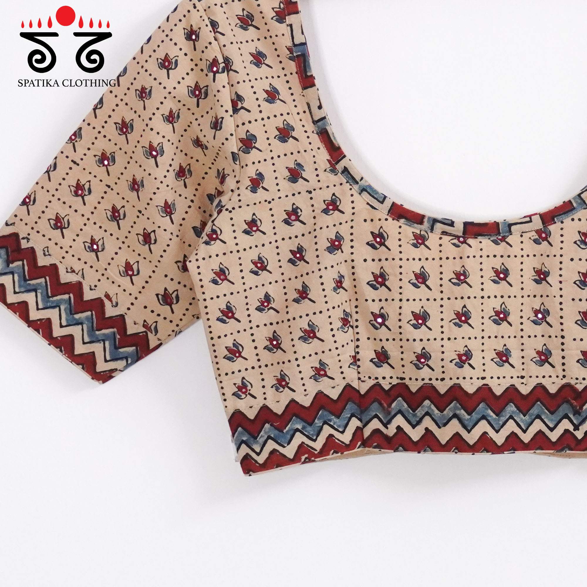 Beige Lotus Ajrak Blouse