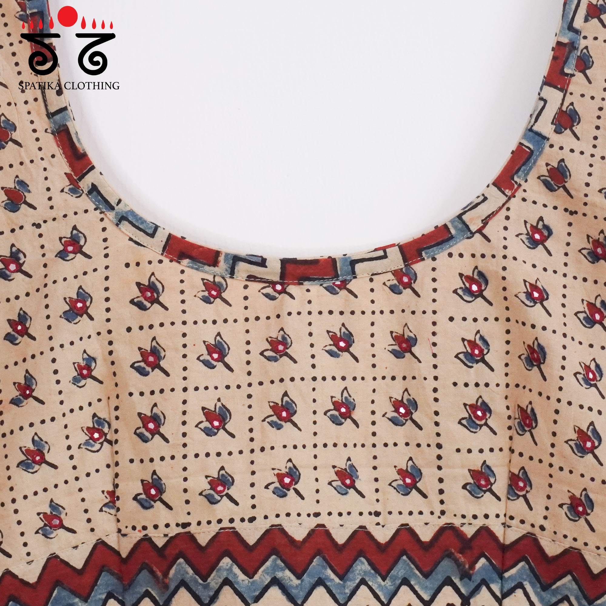 Beige Lotus Ajrak Blouse