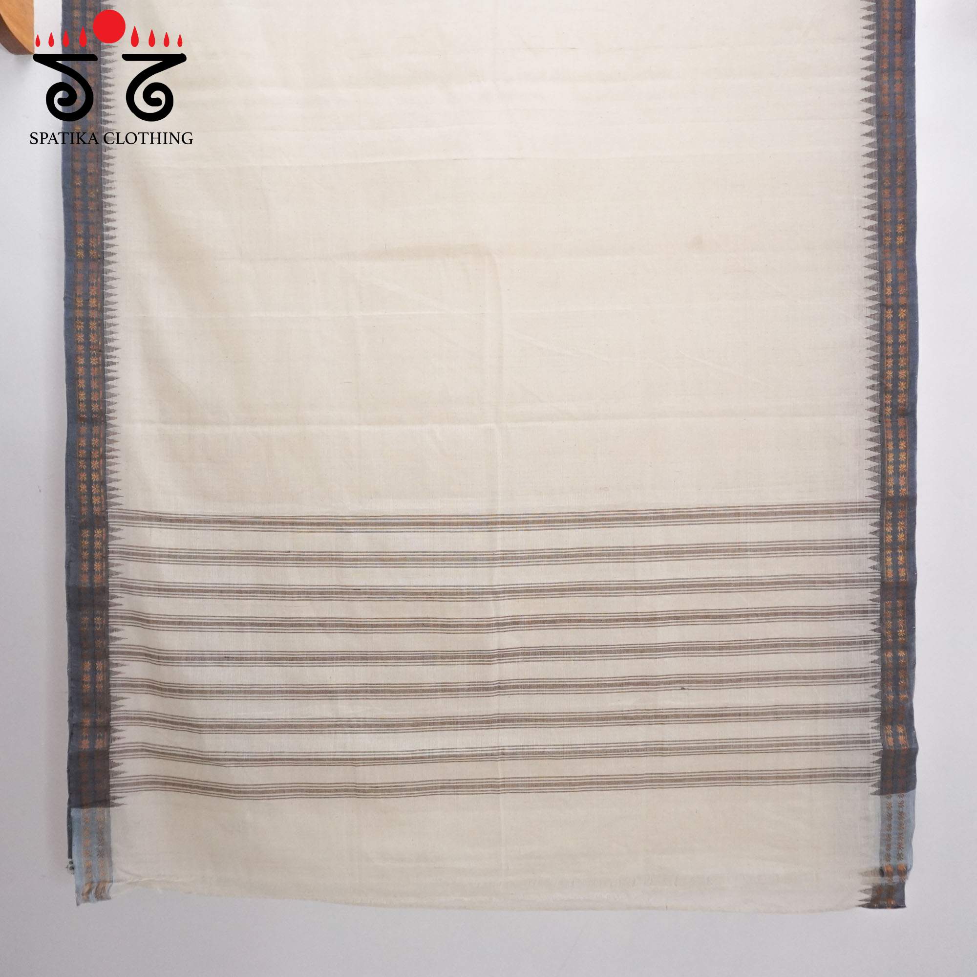 Off White Ponduru Handspun Cotton Saree With Special Blouse