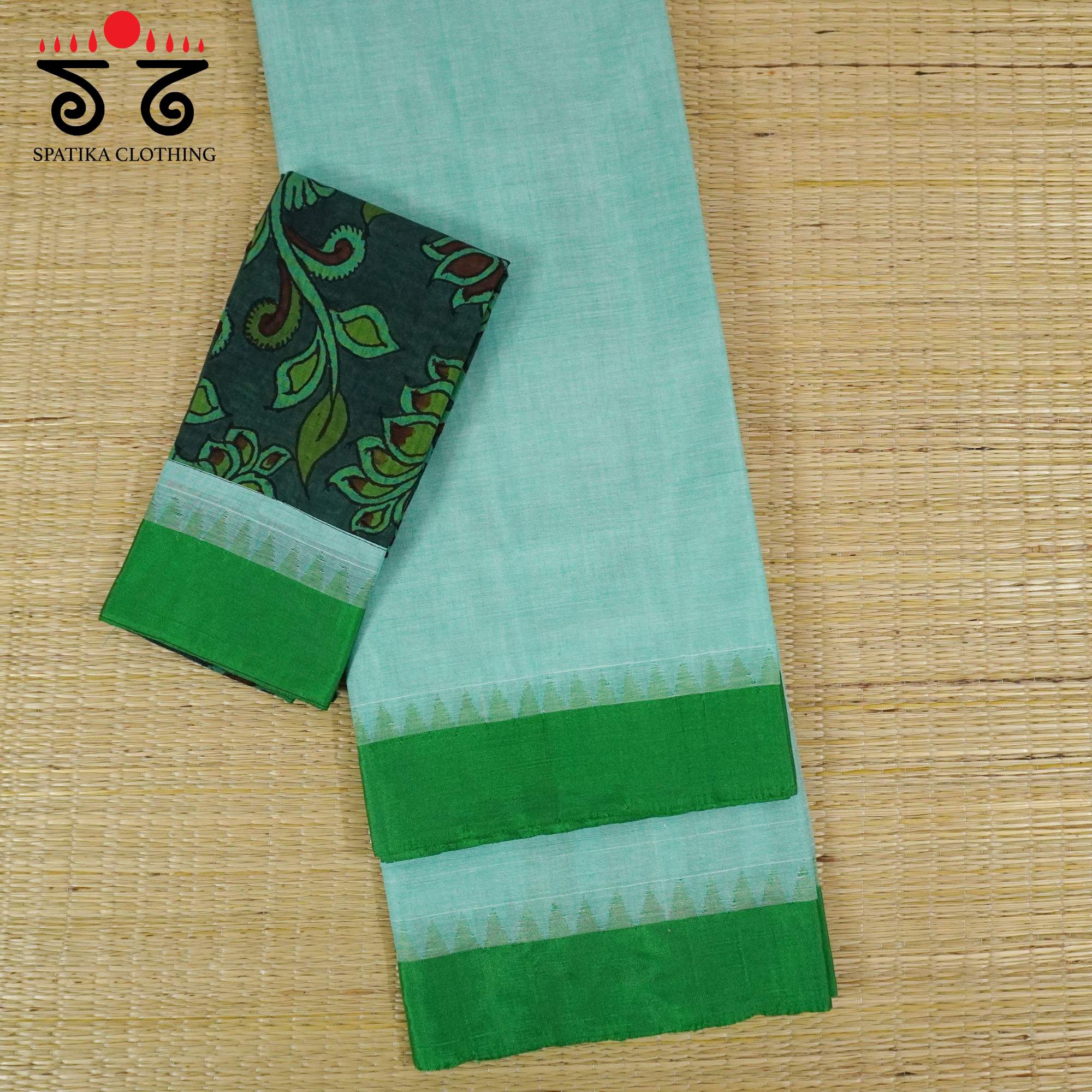 Blue Ponduru Handspun Cotton Saree With Special Blouse