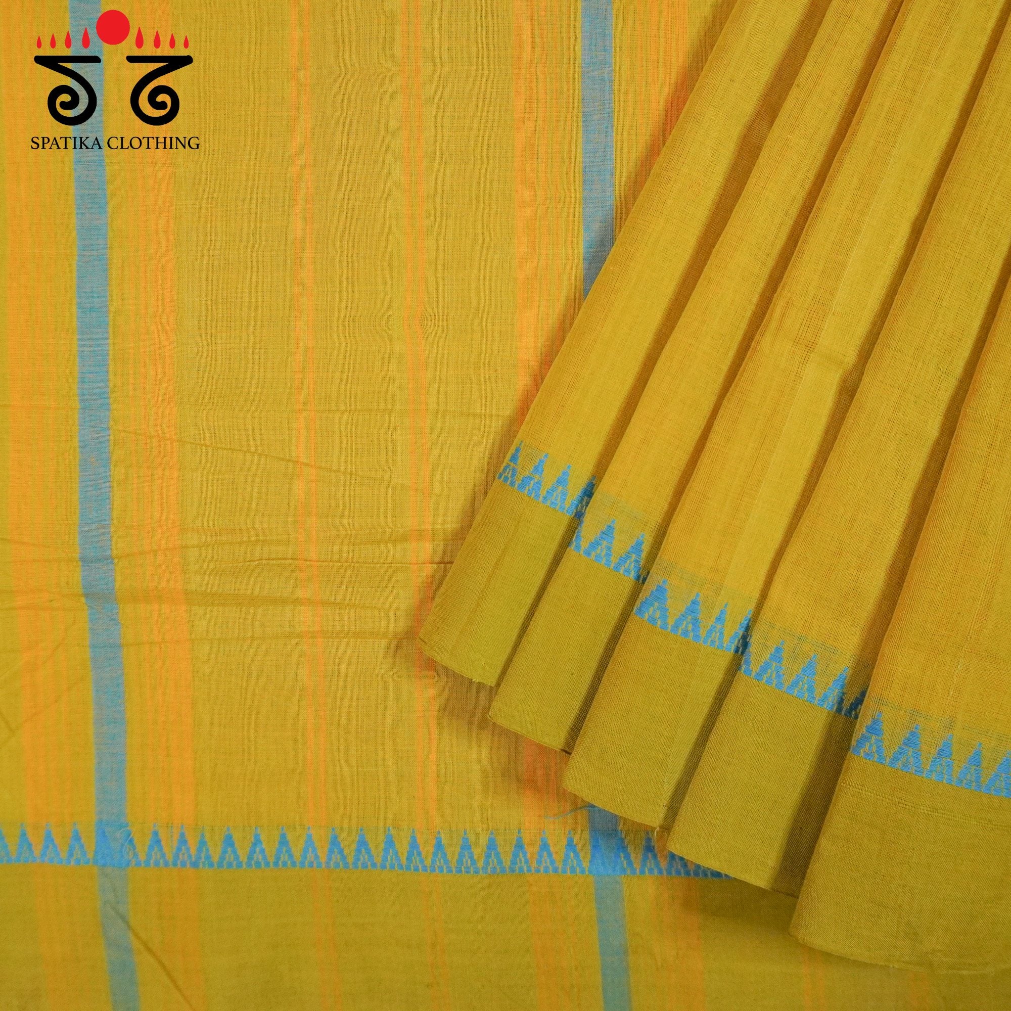 Mustard Andhra Handwoven Cotton Saree With Special Blouse