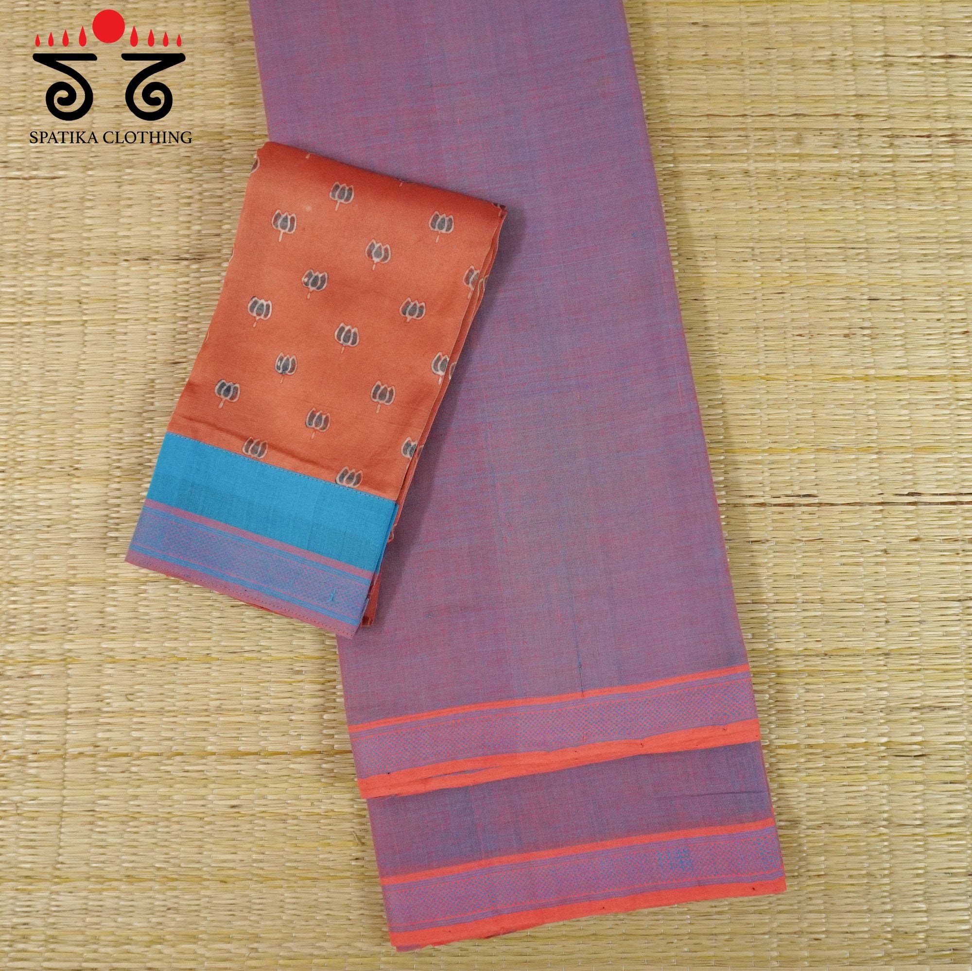 Violet Andhra Handwoven Cotton Saree With Special Blouse