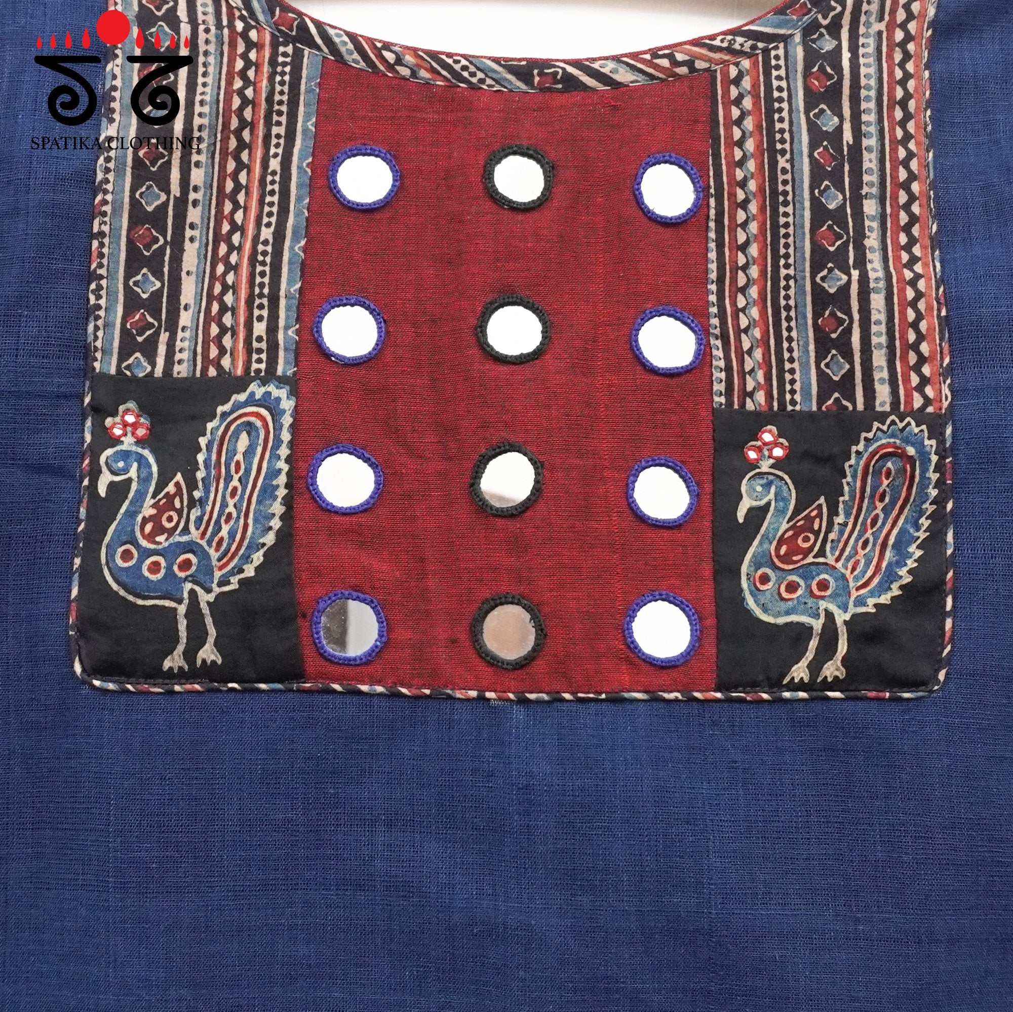 The Morni - Blue Mirror work Blouse