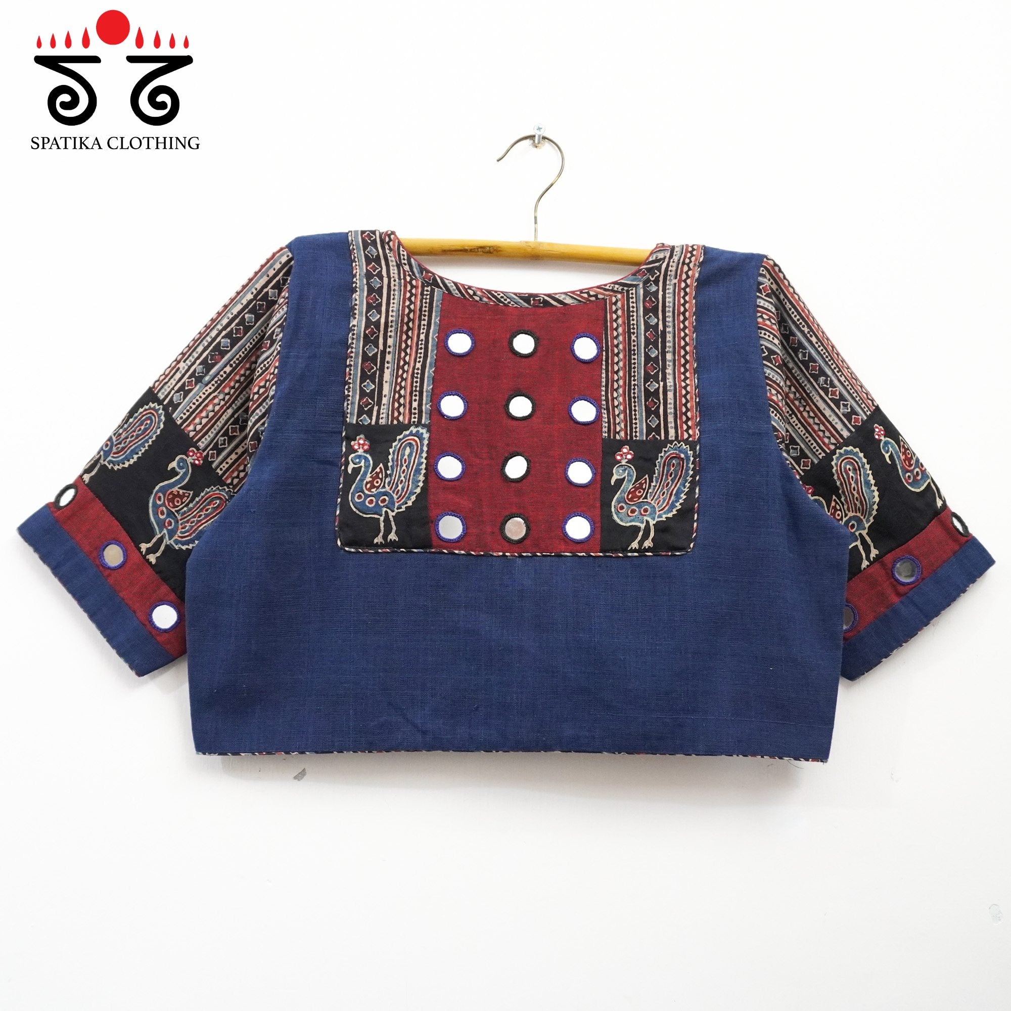 The Morni - Blue Mirror work Blouse