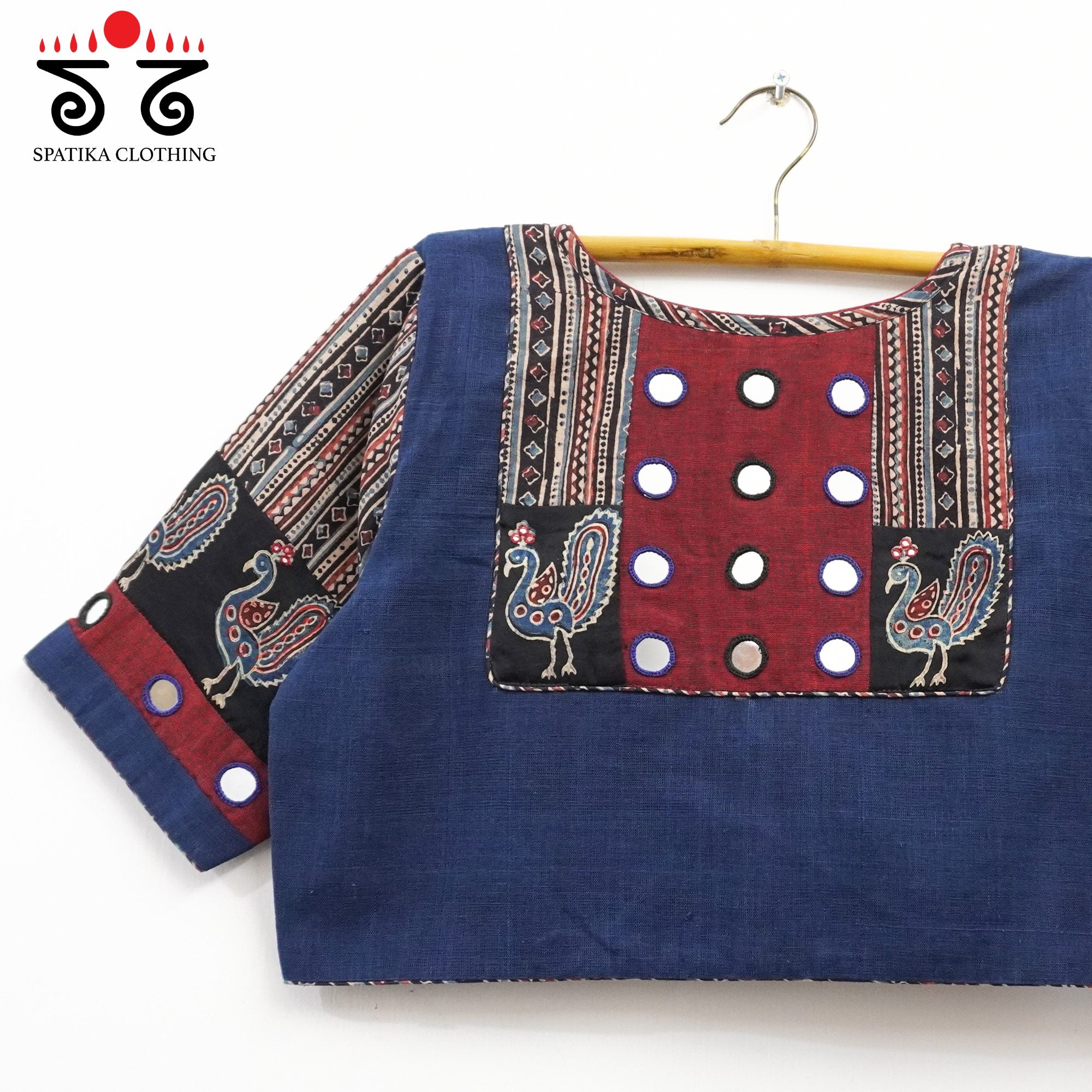 The Morni - Blue Mirror work Blouse