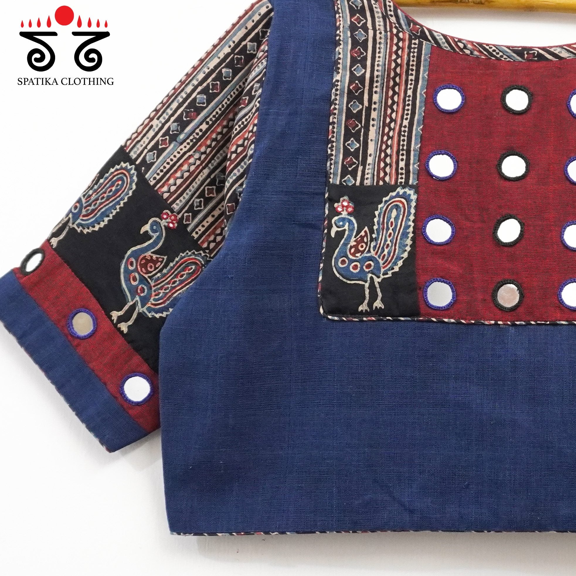 The Morni - Blue Mirror work Blouse