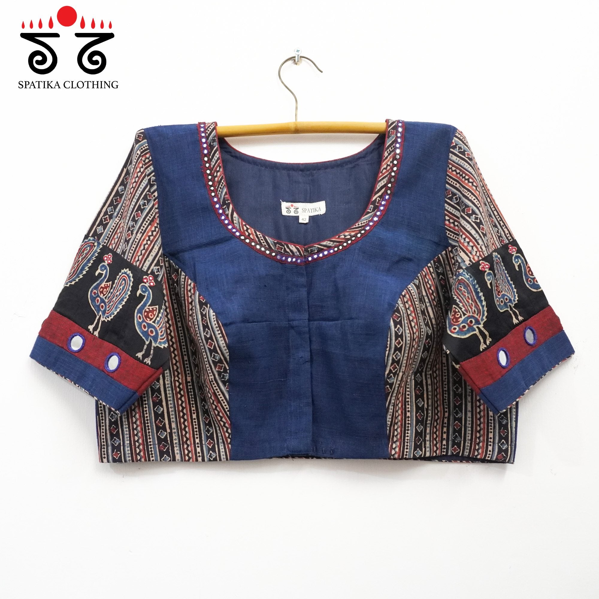 The Morni - Blue Mirror work Blouse