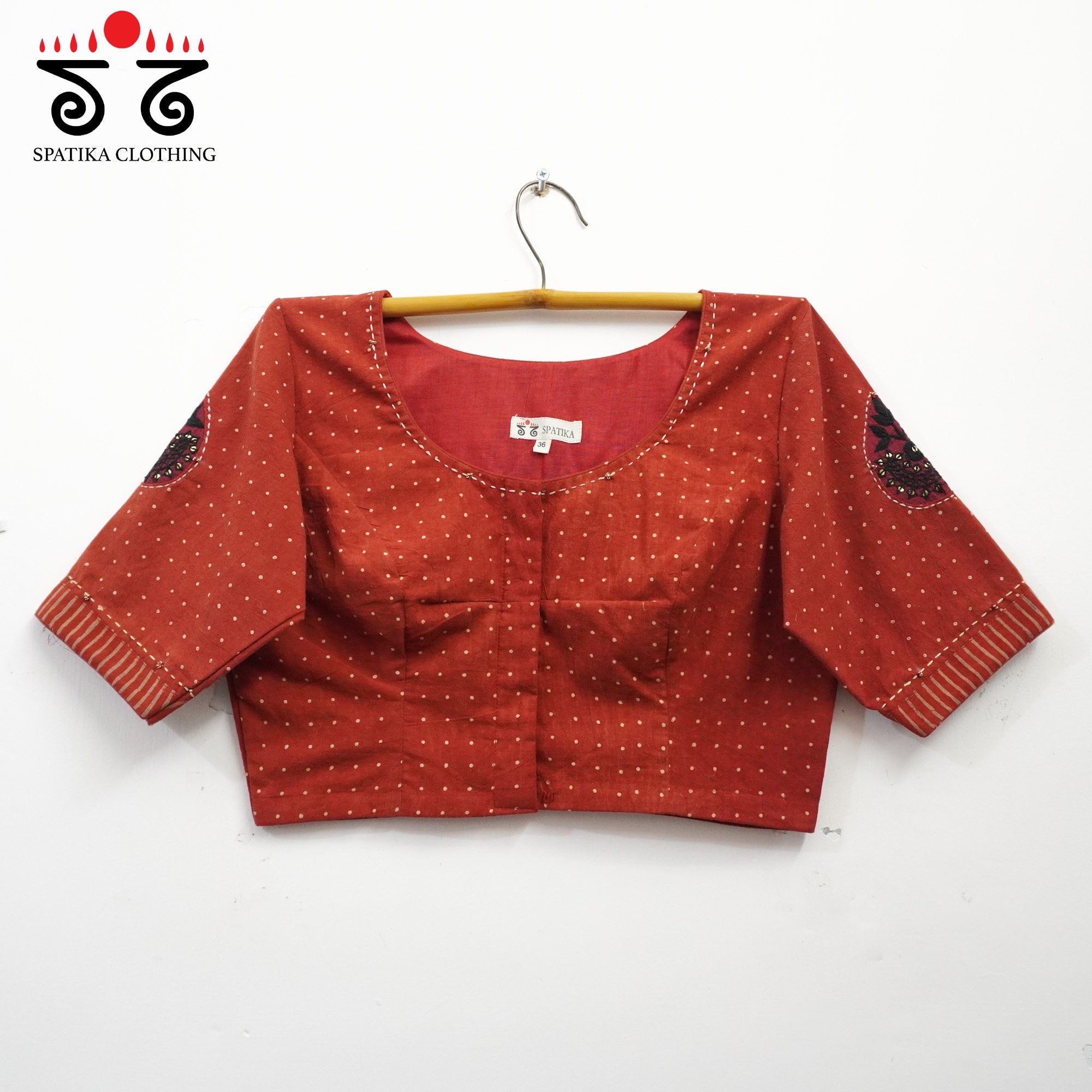 Brick Inlay & Yoke handcrafted blouse in natural dyes