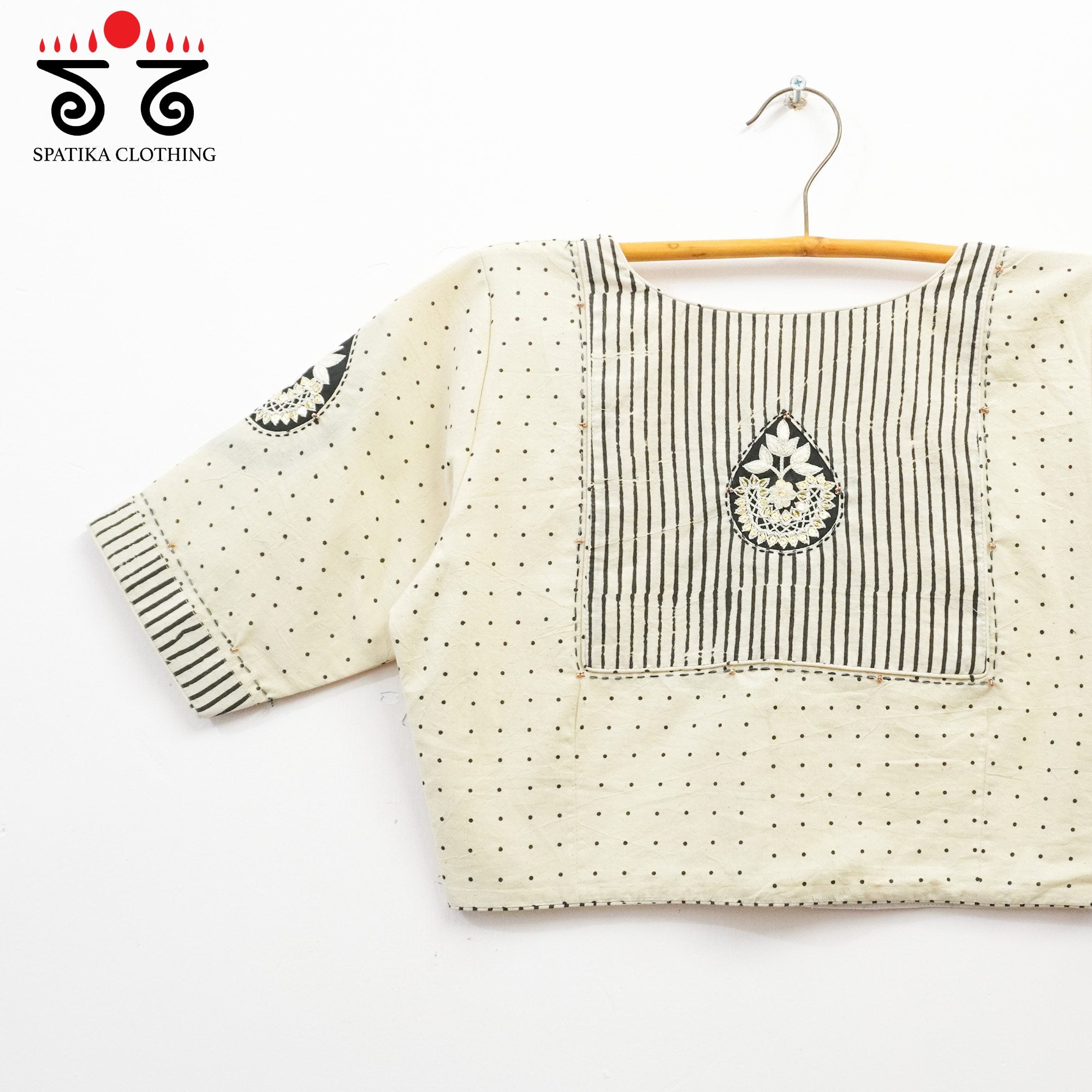 Off-White Inlay & Yoke handcrafted blouse in natural dyes