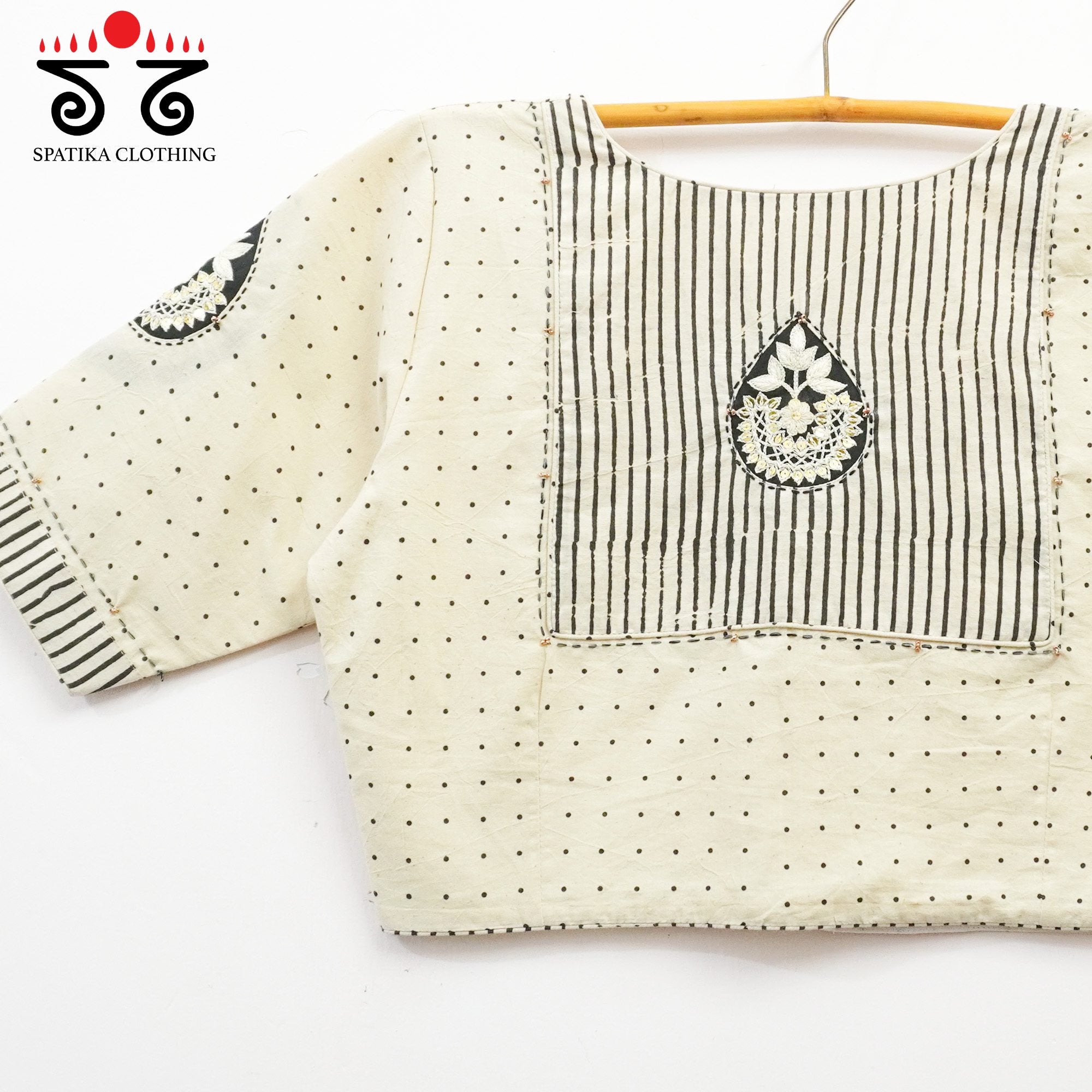Off-White Inlay & Yoke handcrafted blouse in natural dyes