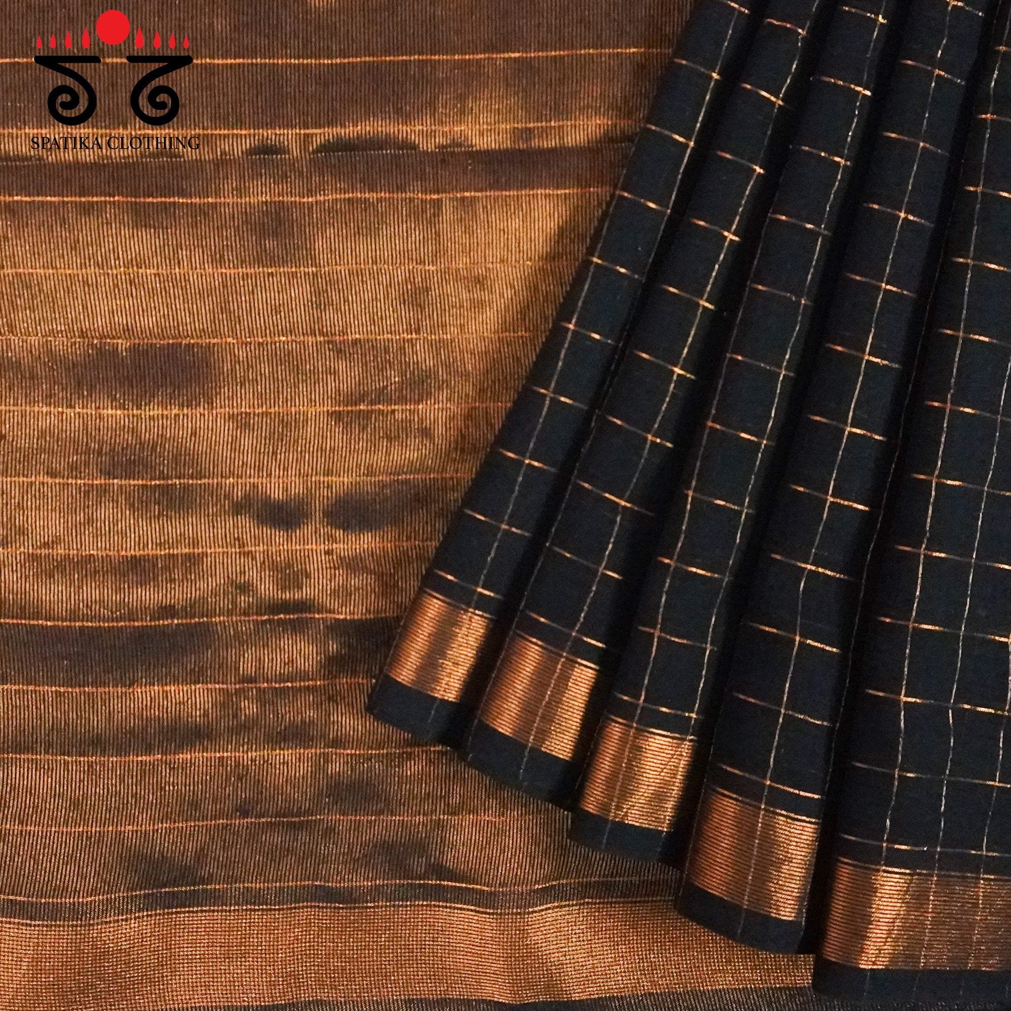 Black Zari Bengal Cotton Saree