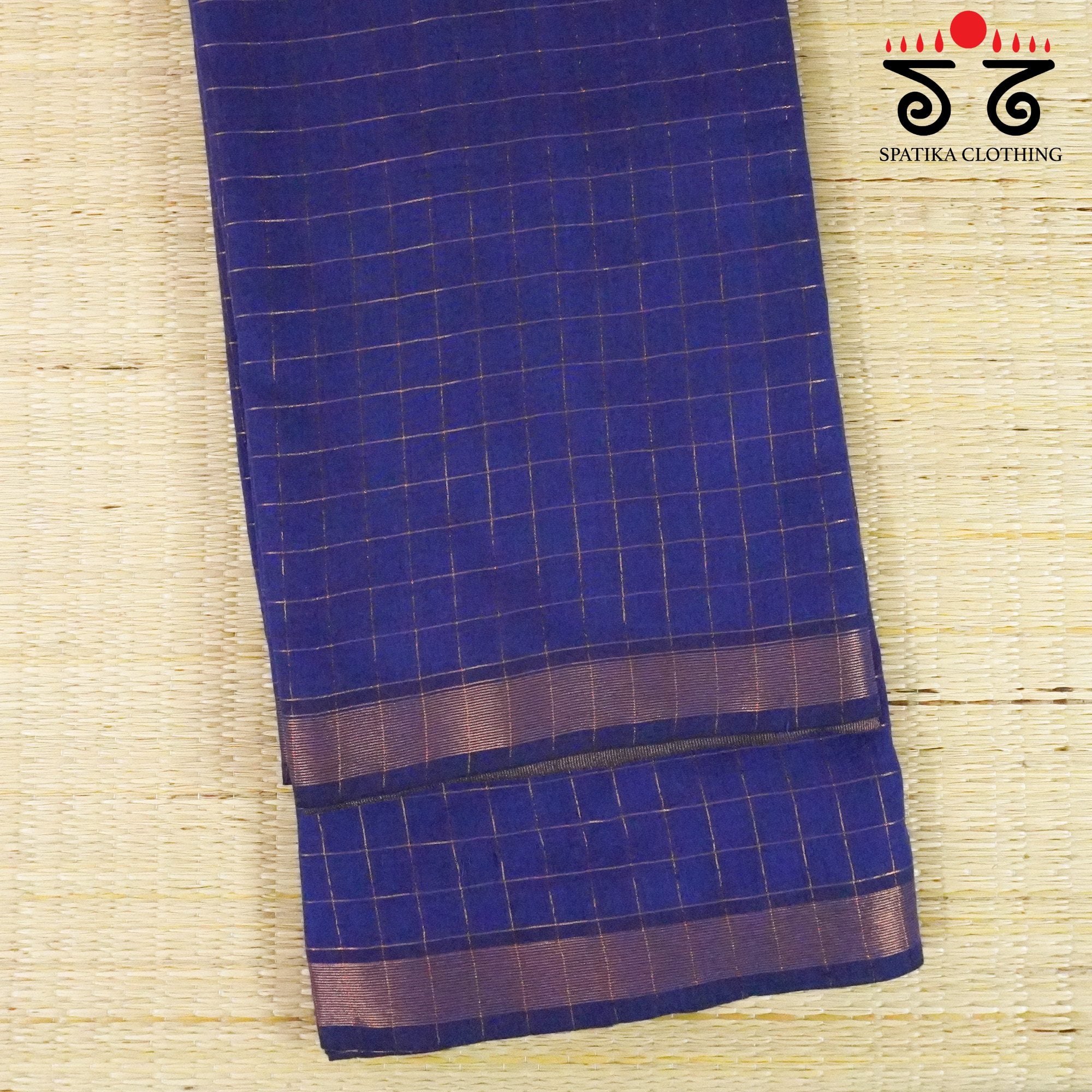 Blue Zari Bengal Cotton Saree