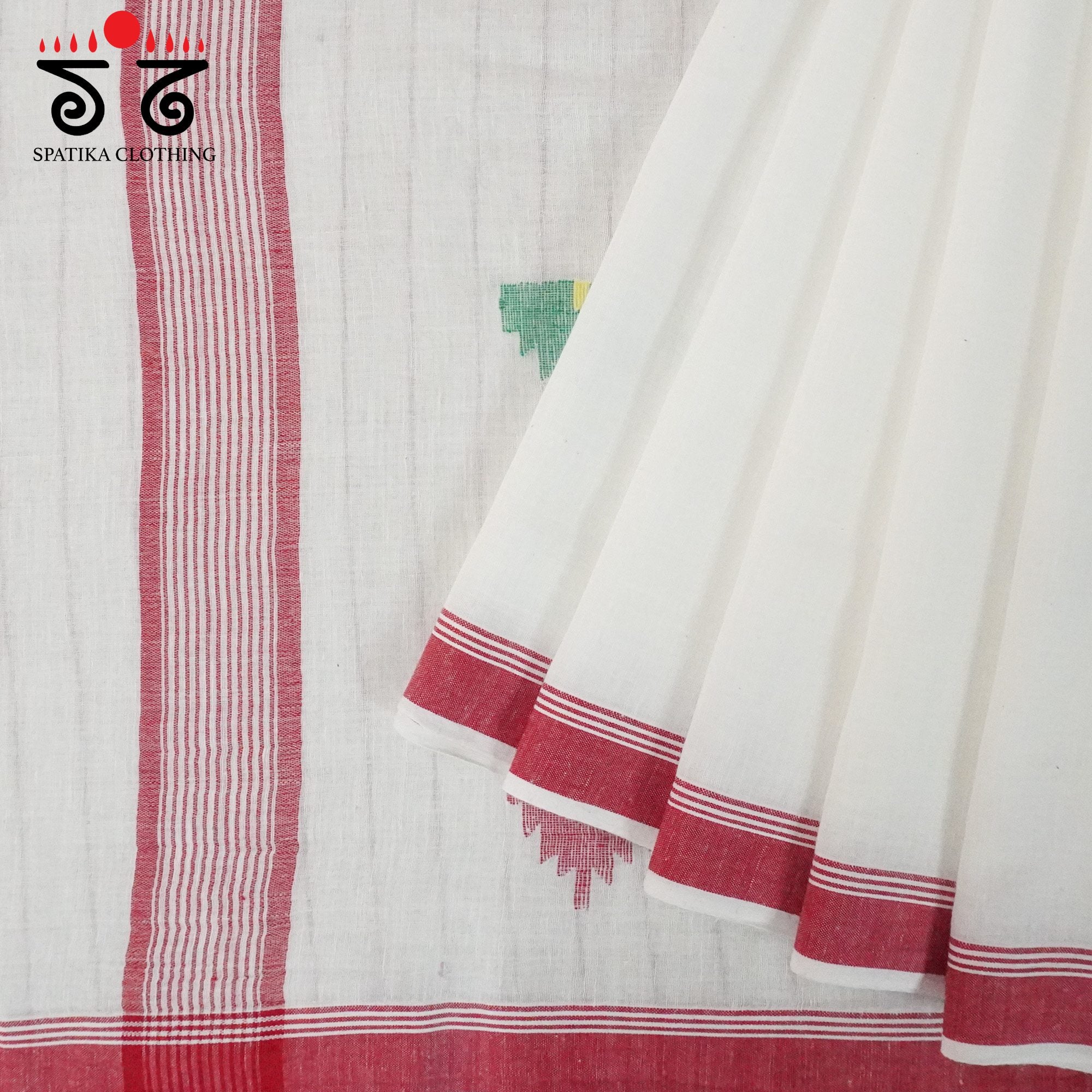White Jamdhani Bengal Cotton Saree
