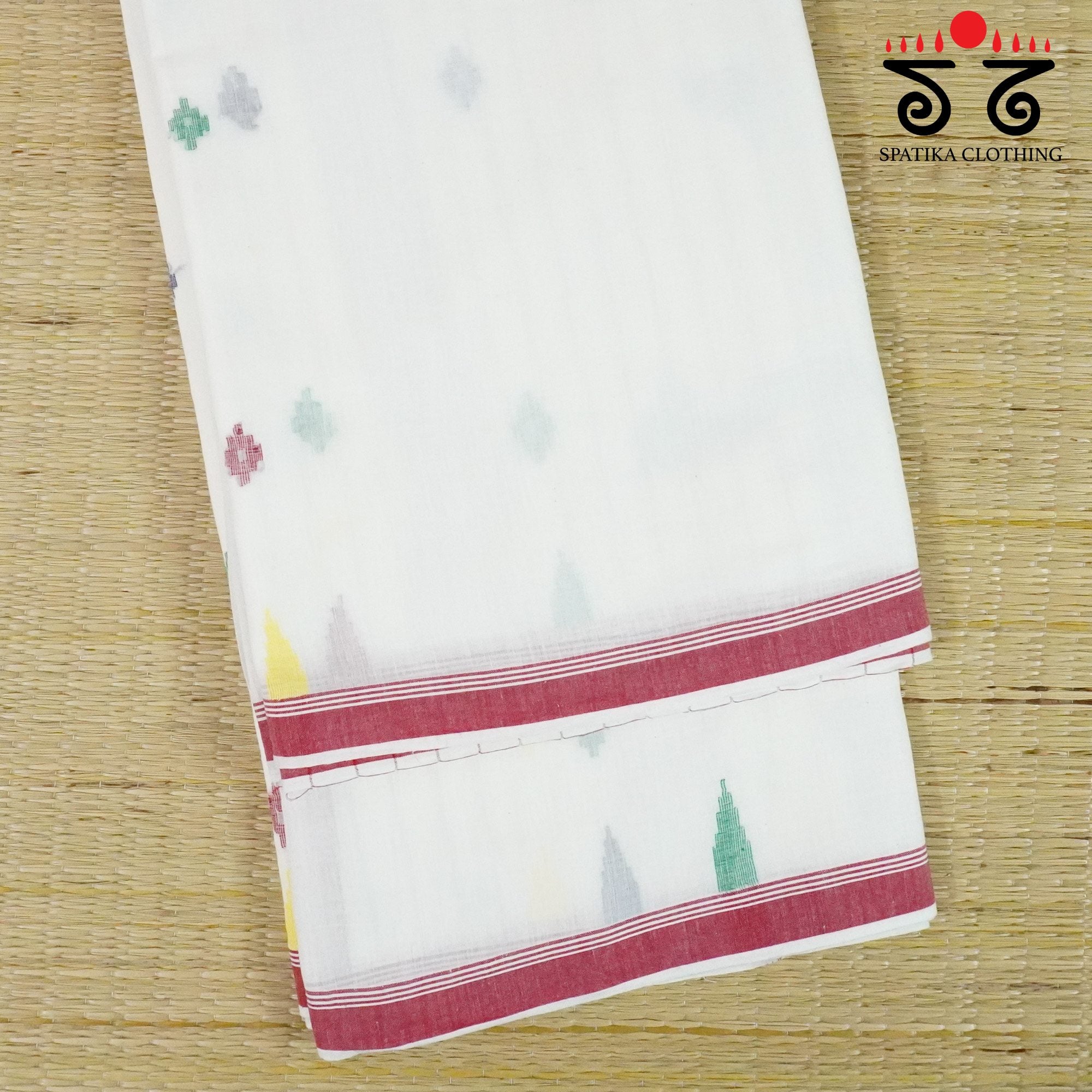 White Jamdhani Bengal Cotton Saree