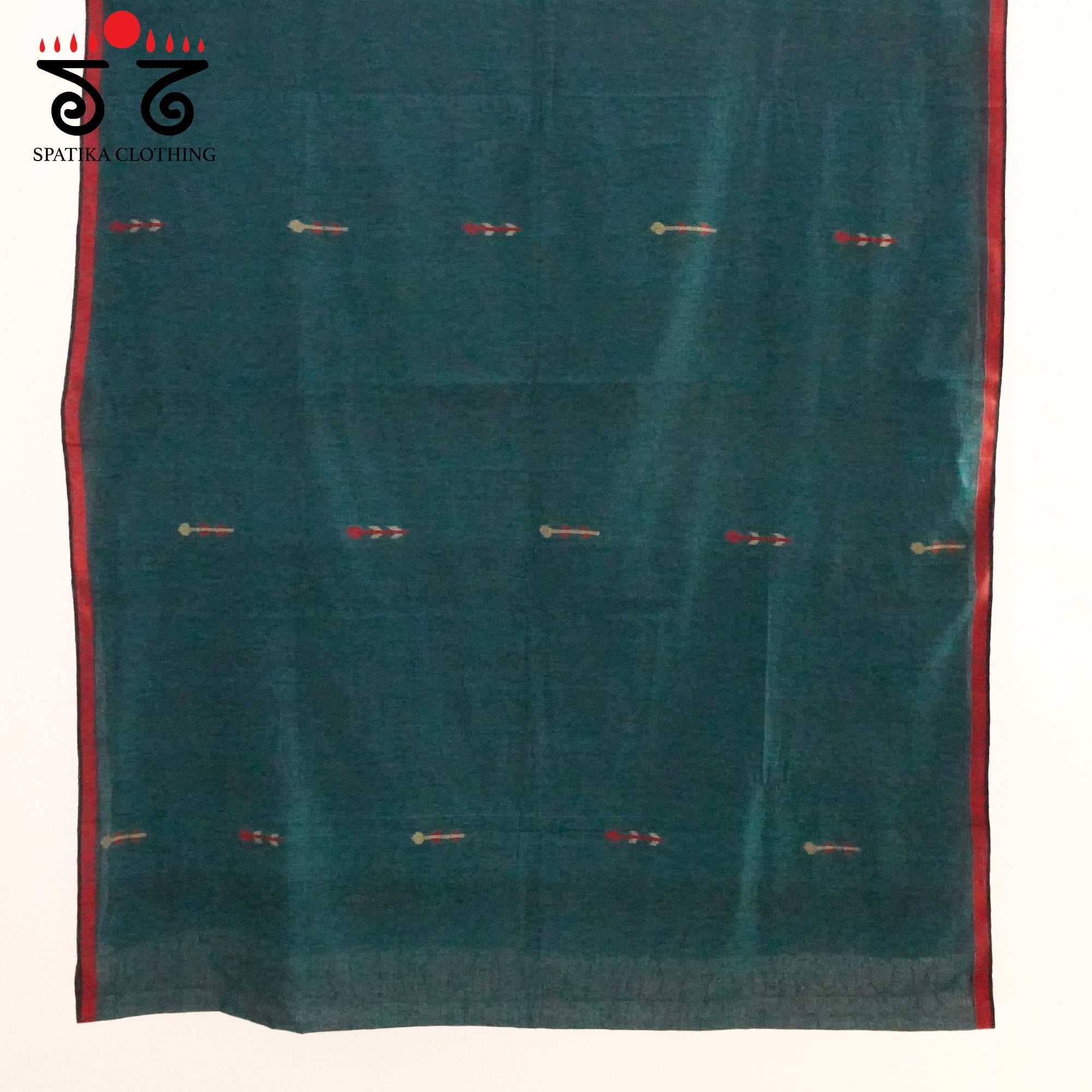 Peacock Blue Jamdhani Bengal Cotton Saree
