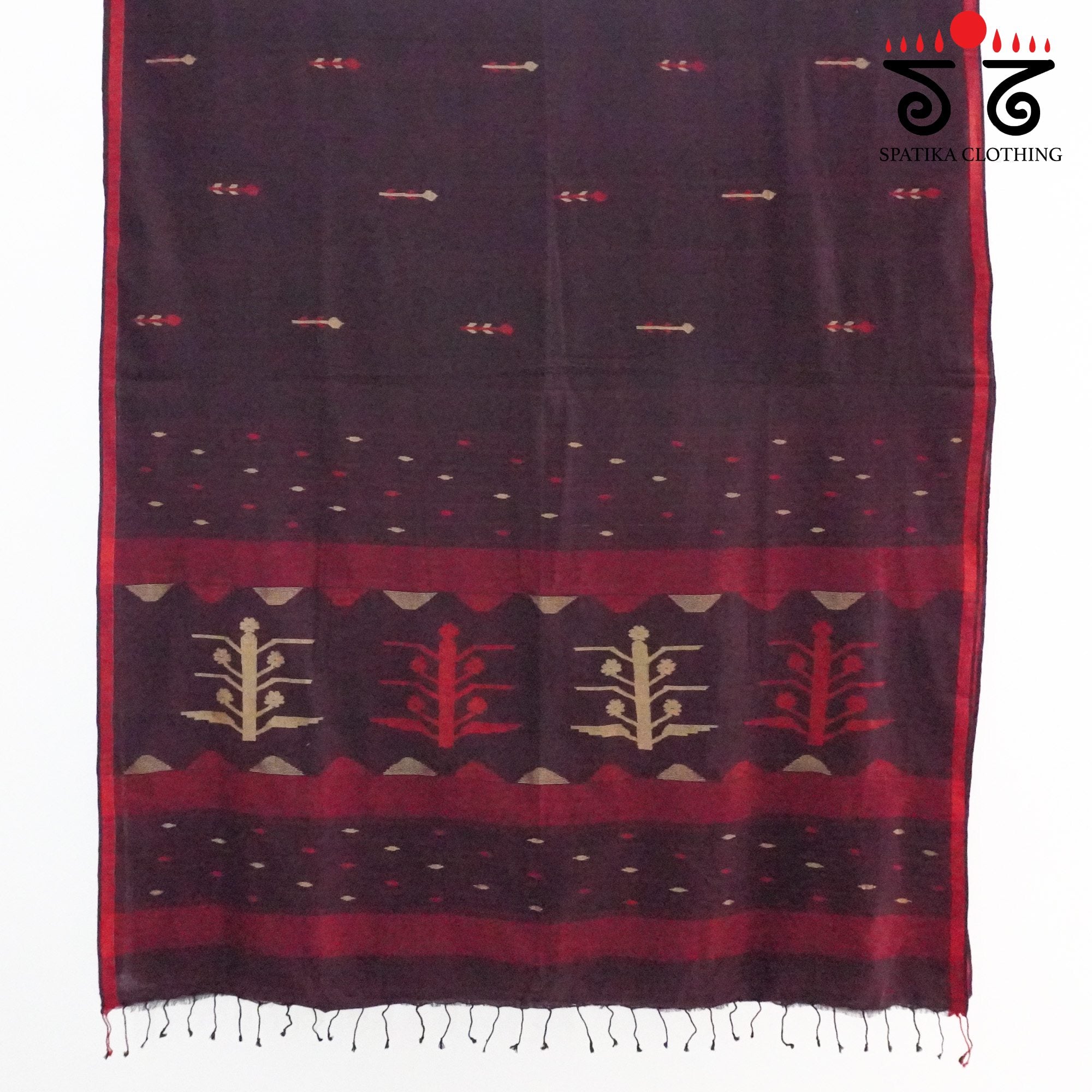Brown Jamdhani Bengal Cotton Saree