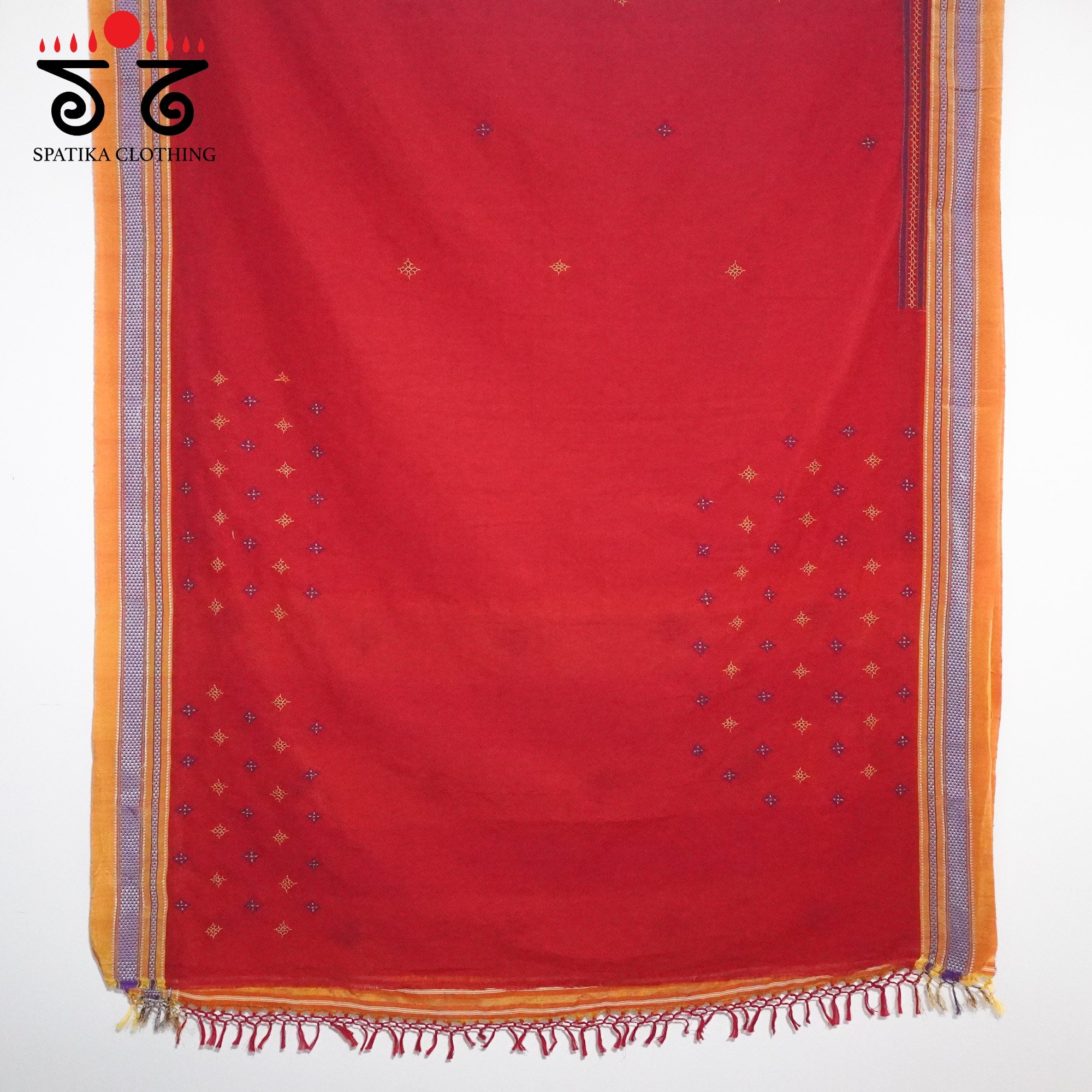 Red Ilkal Hand Embroidered Cotton Saree