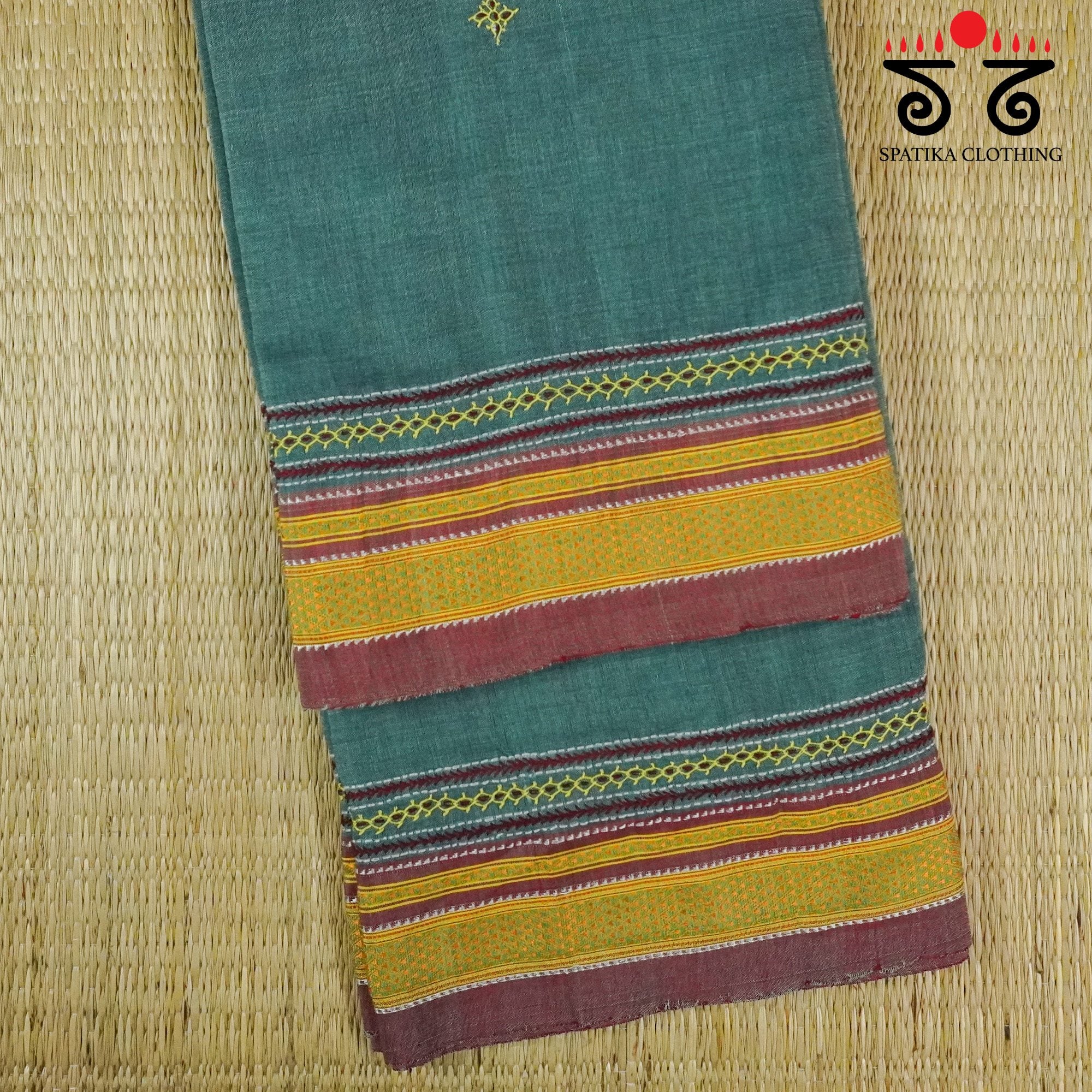 Grey Ilkal Hand Embroidered Cotton Saree