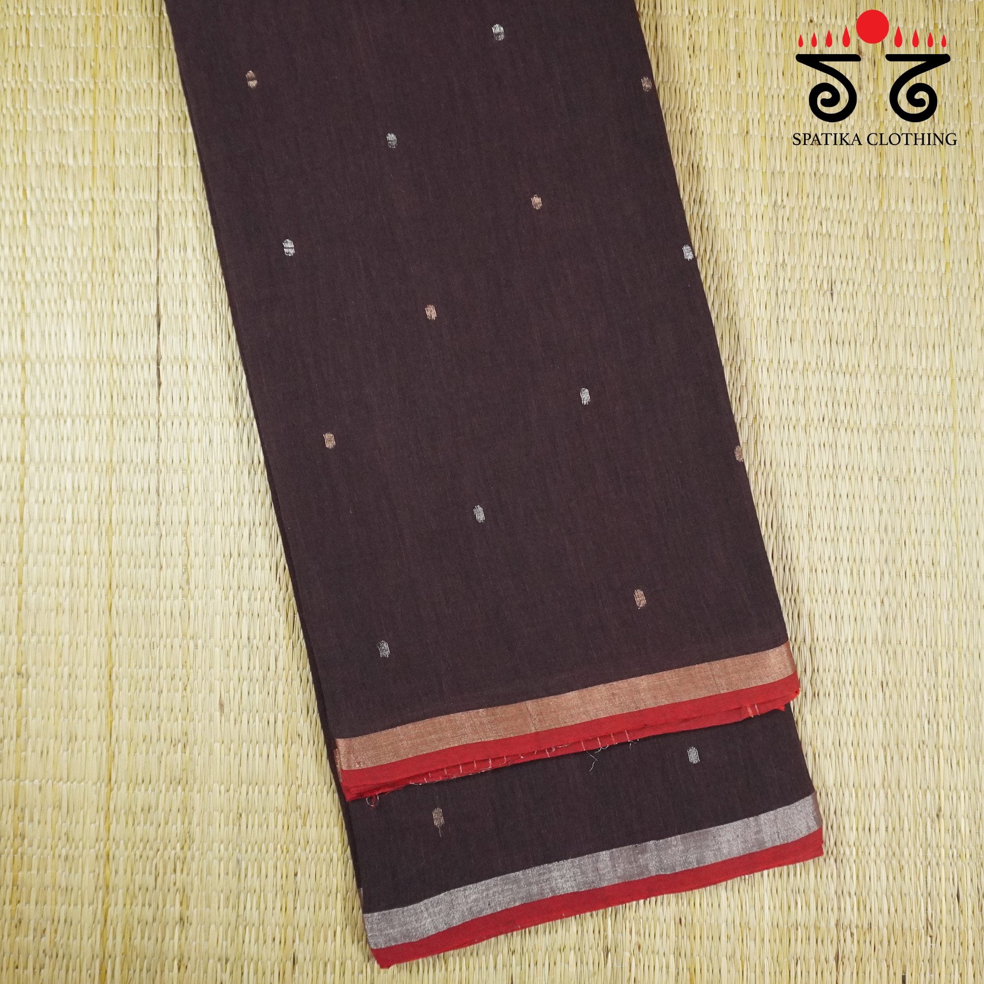 Jamdhani Elephants-Brown Bengal Cotton Saree