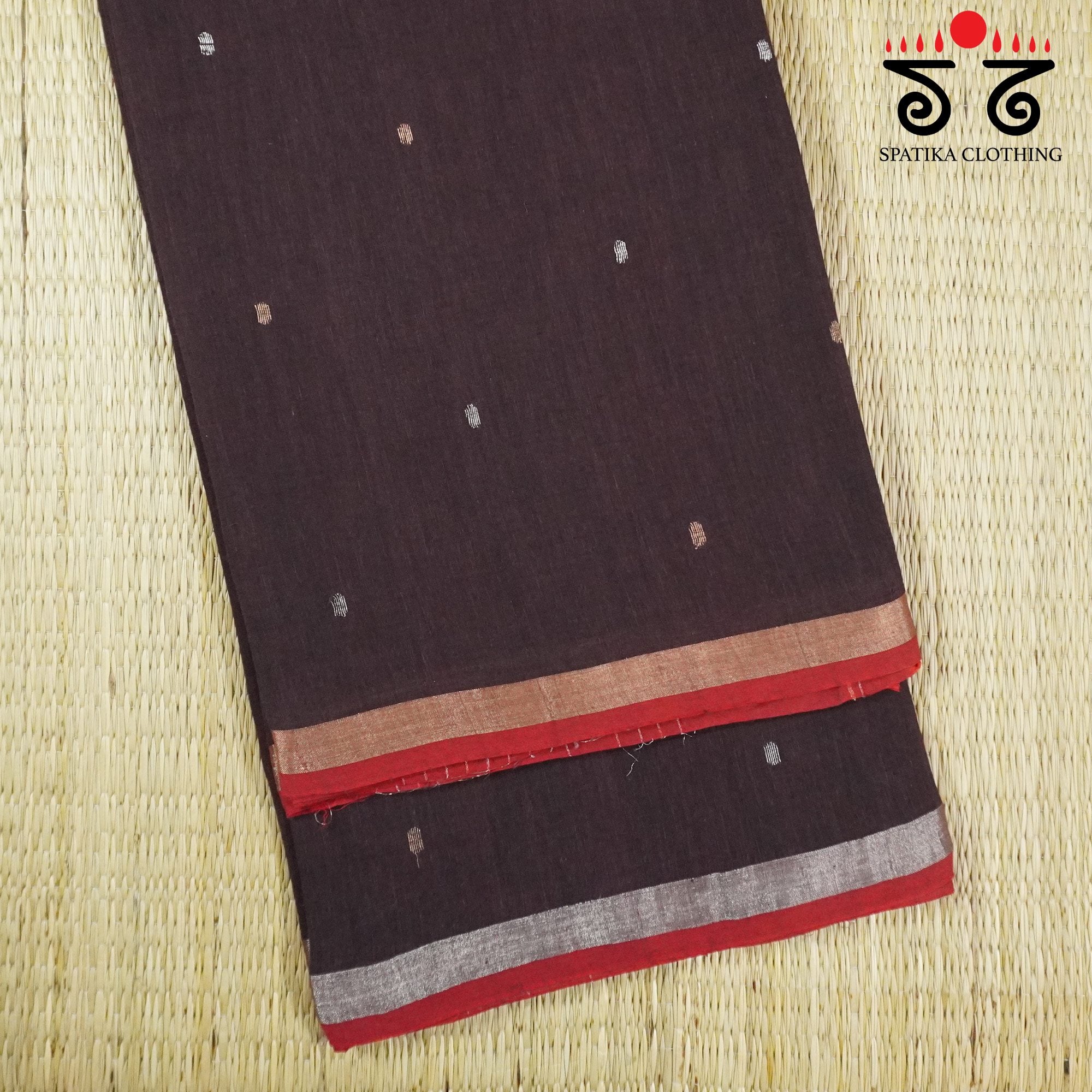 Jamdhani Elephants-Brown Bengal Cotton Saree