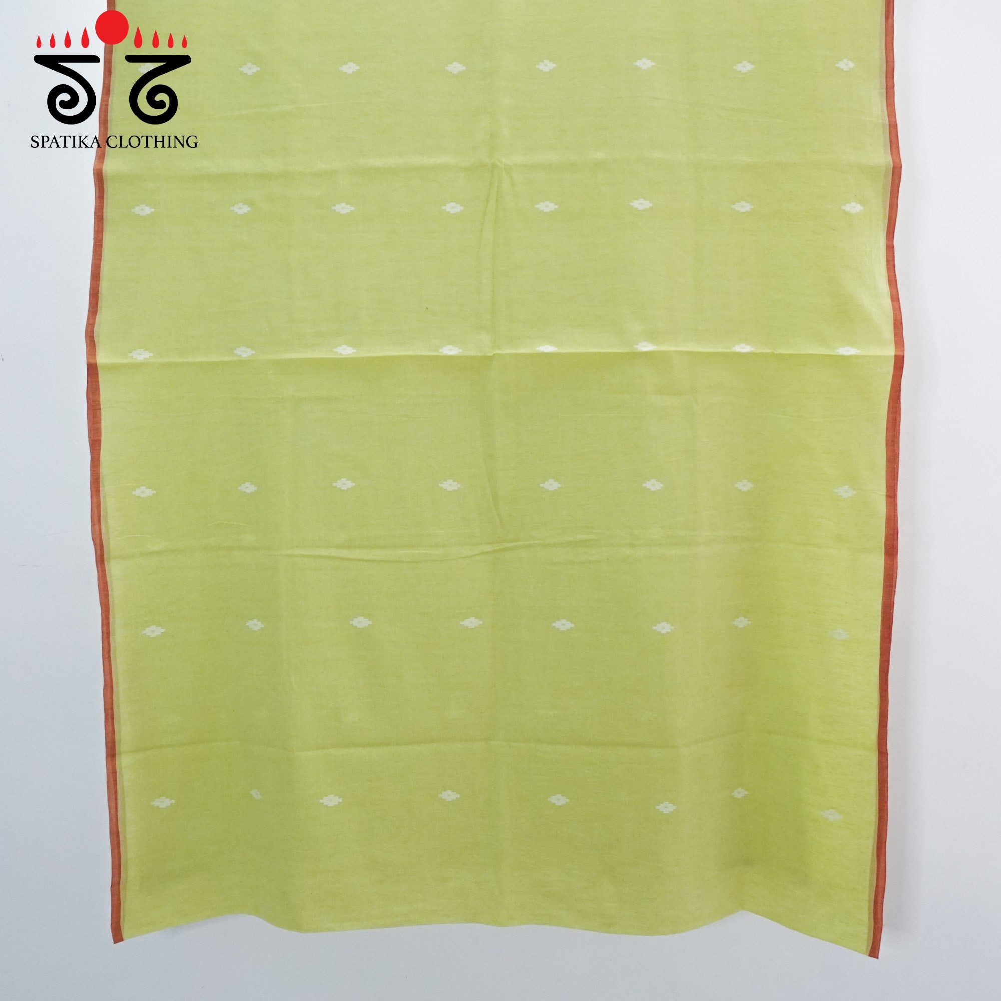 Jamdhani Elephants - Lemon Green Bengal Cotton Saree