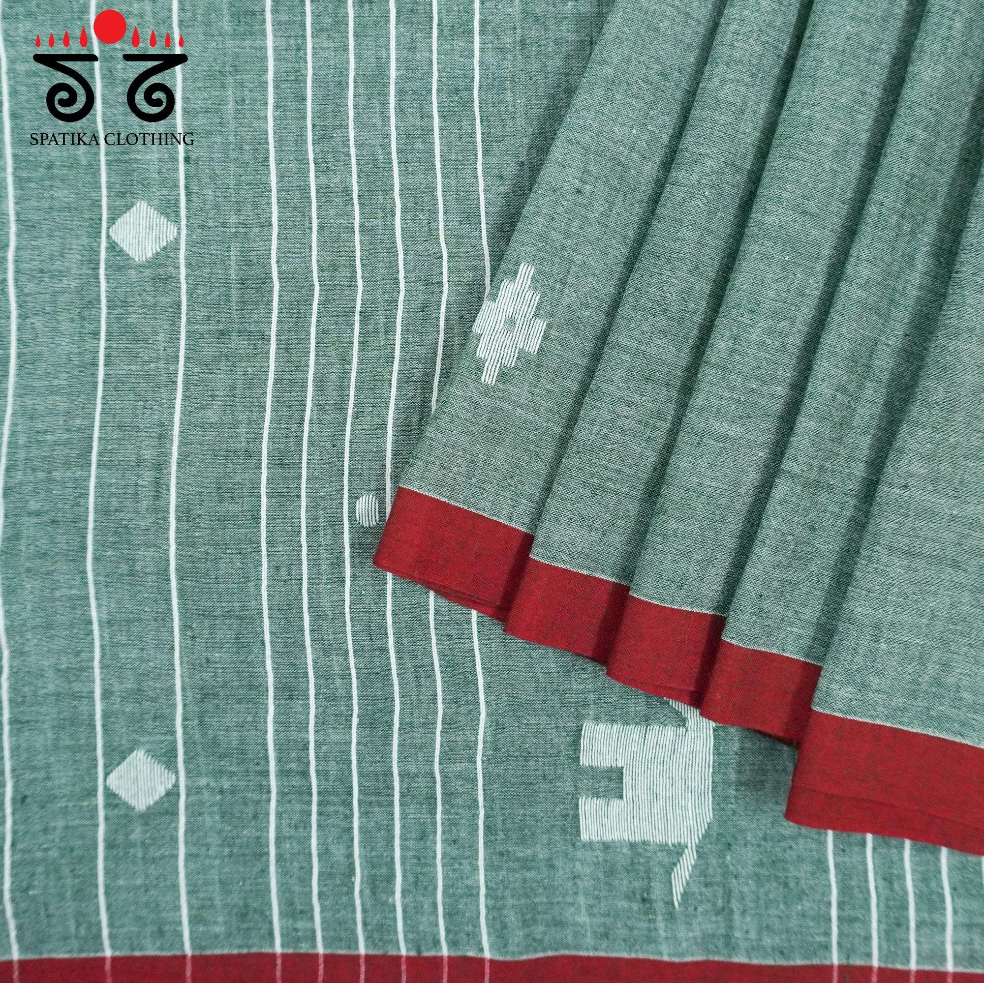 Jamdhani Elephants-Grey Bengal Cotton Saree