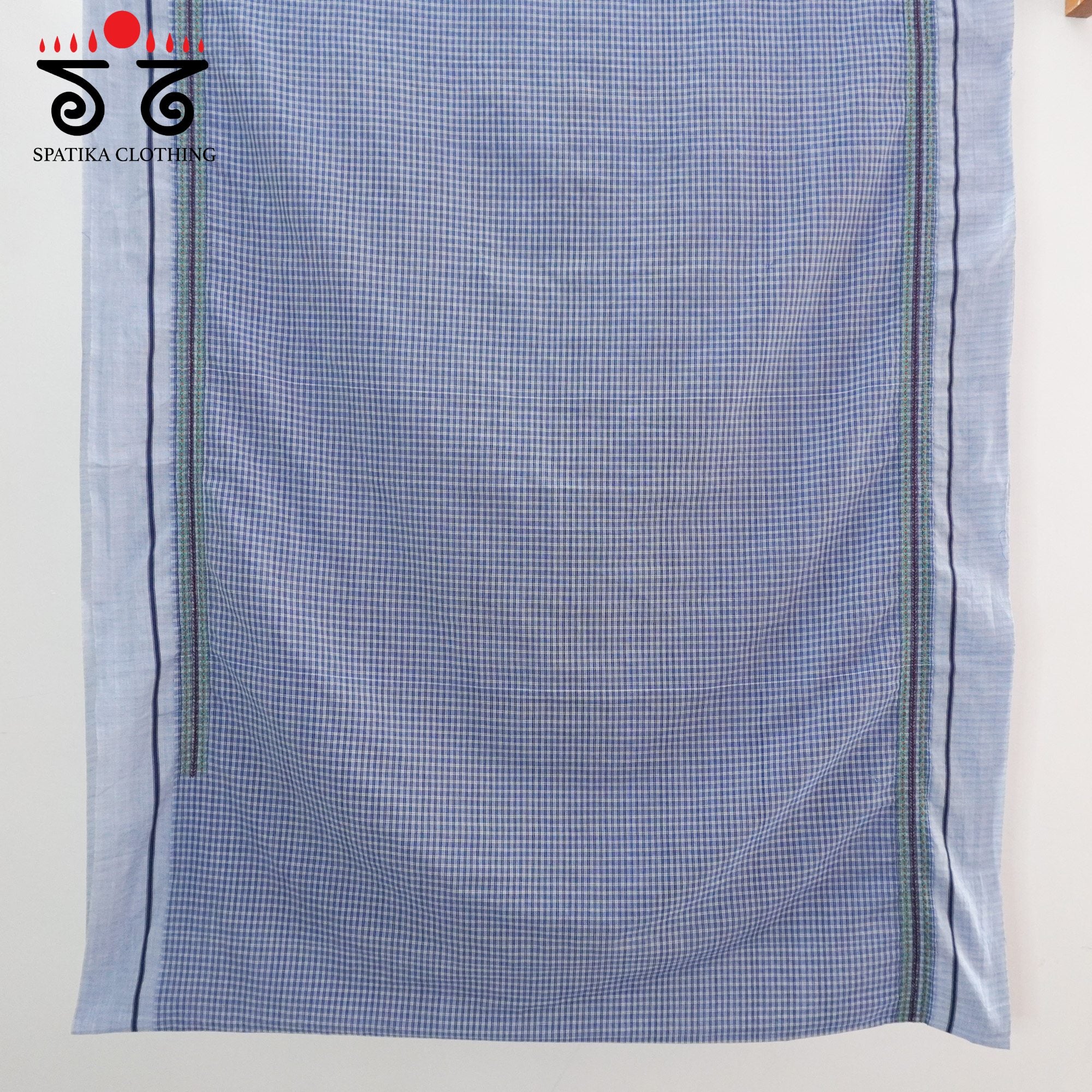 Blue Ilkal Hand Embroidered Cotton Saree