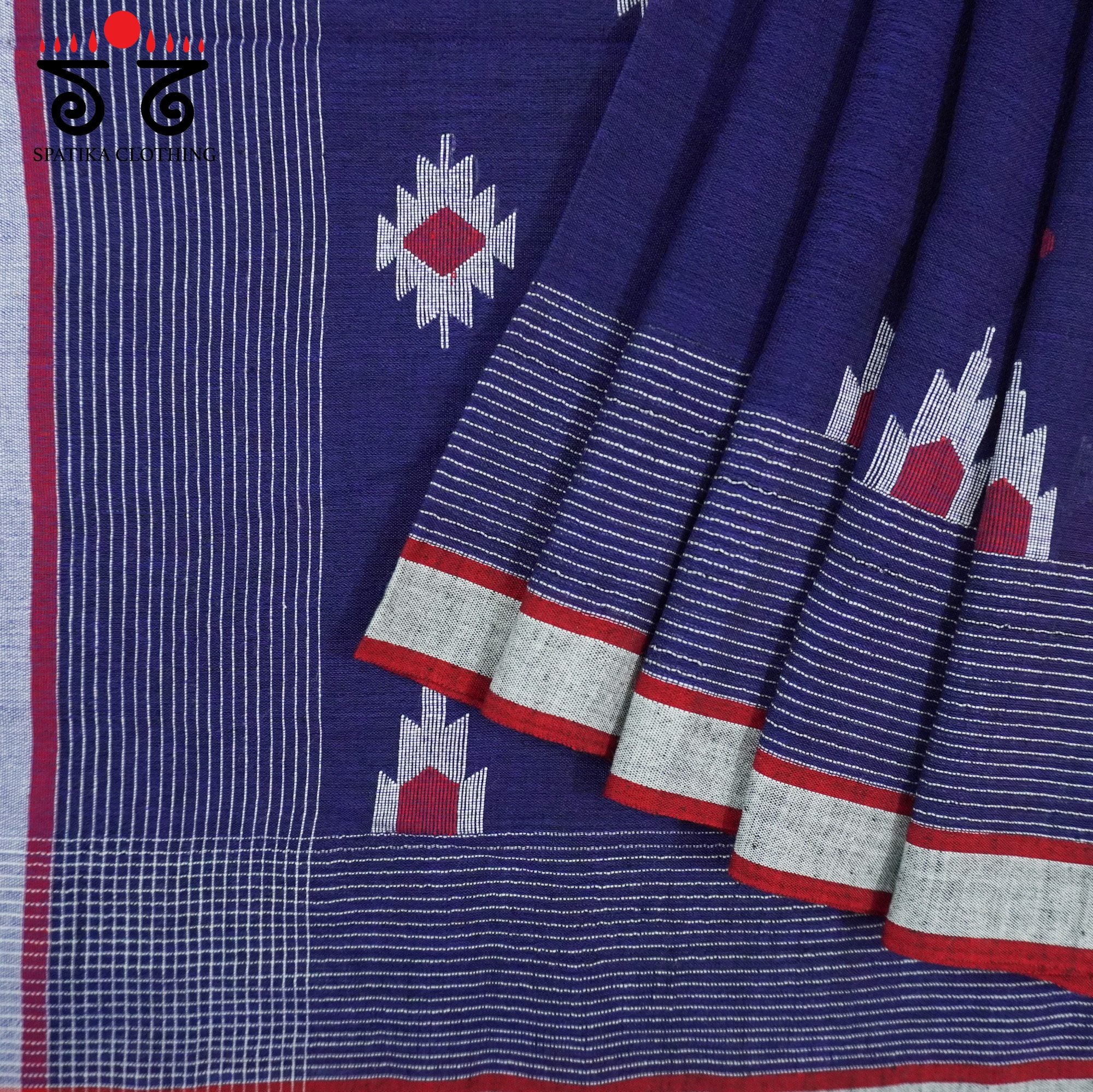 Jamdhani on Blue Bengal Cotton Saree