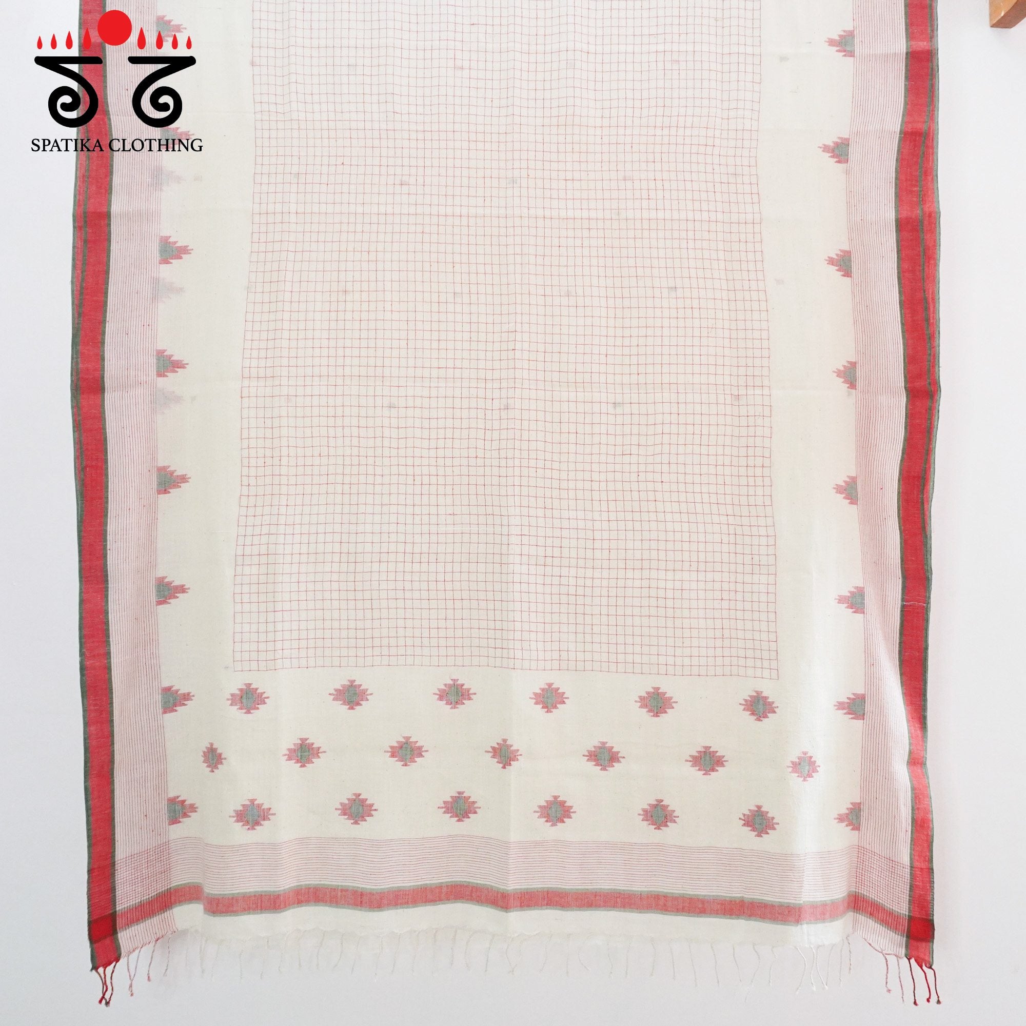 Off White Jamdhani Bengal Cotton Saree