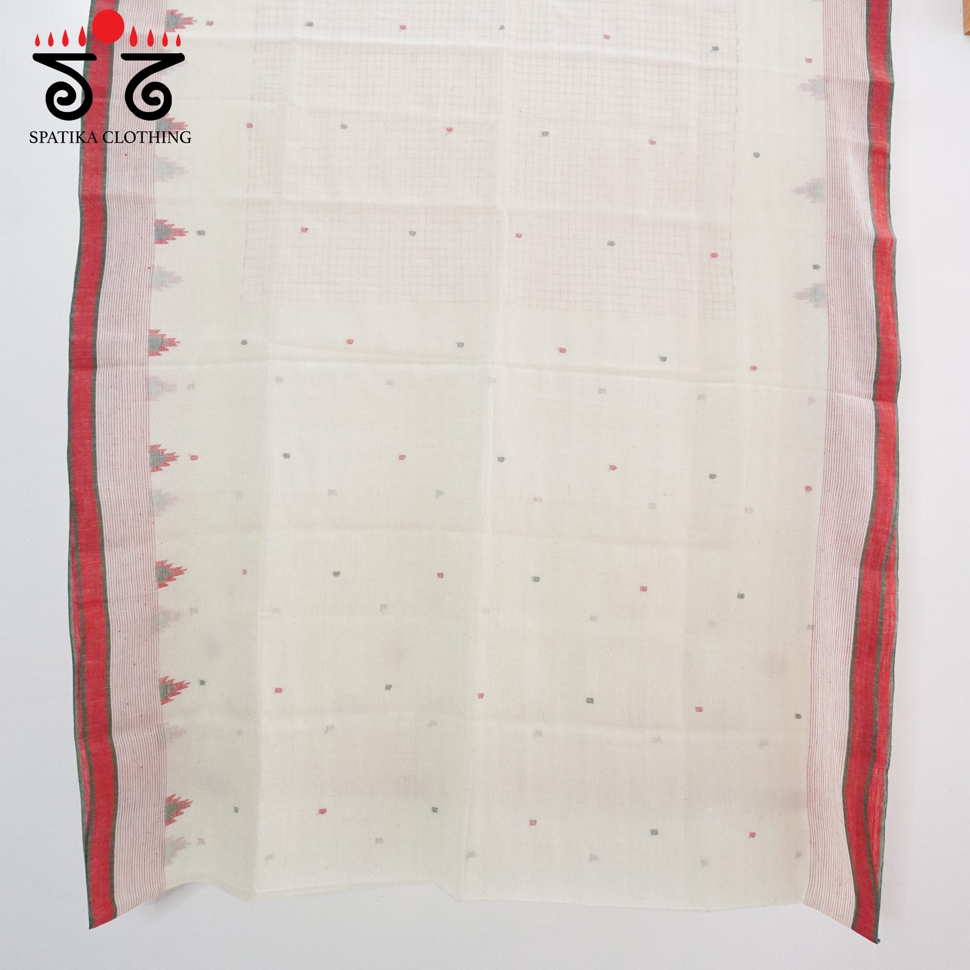 Off White Jamdhani Bengal Cotton Saree