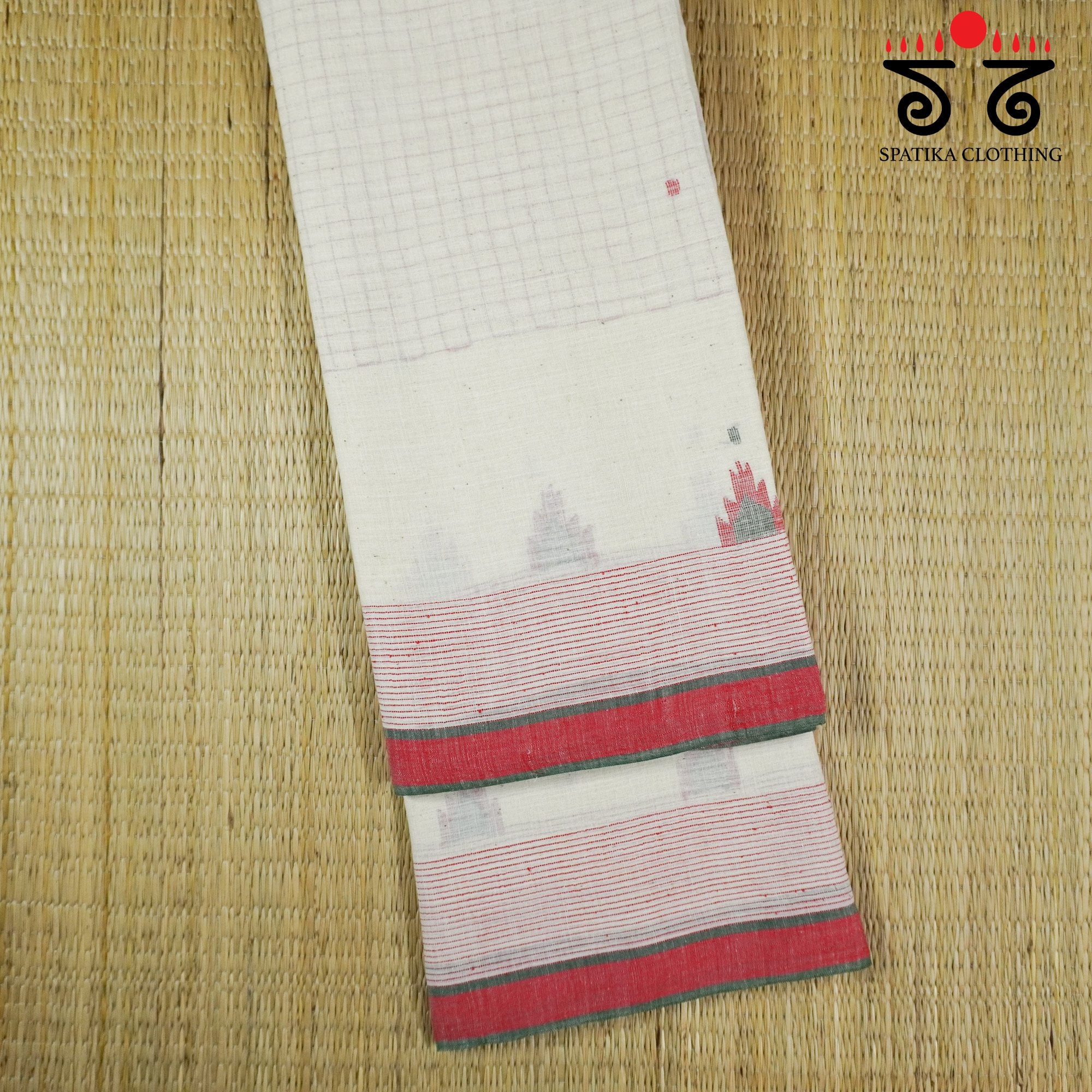 Off White Jamdhani Bengal Cotton Saree