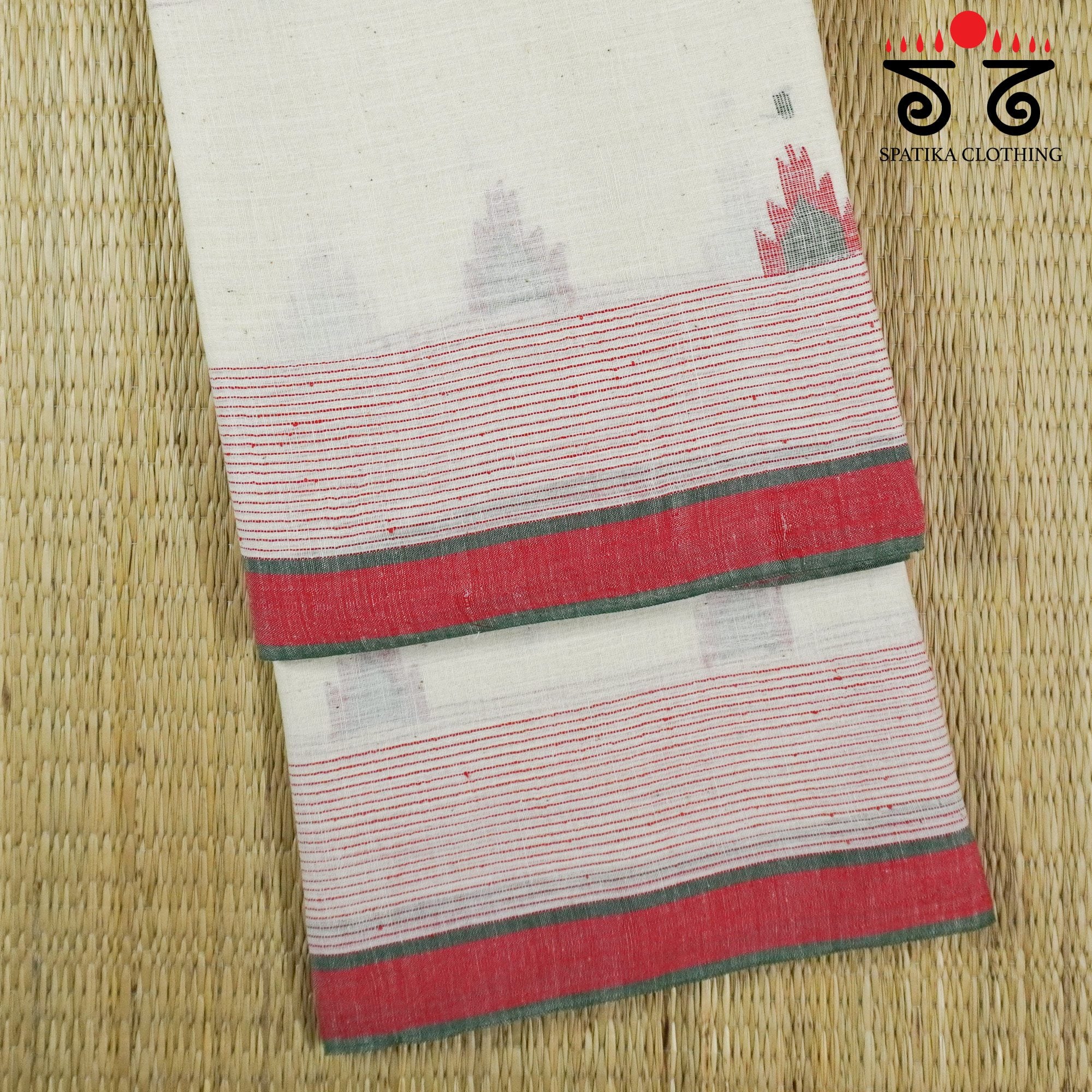 Off White Jamdhani Bengal Cotton Saree