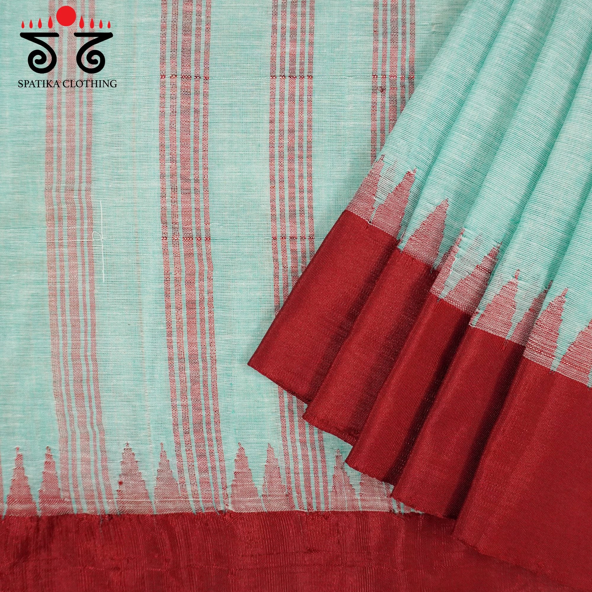 Blue Ponduru Handspun Cotton Saree- Ikat Blouse