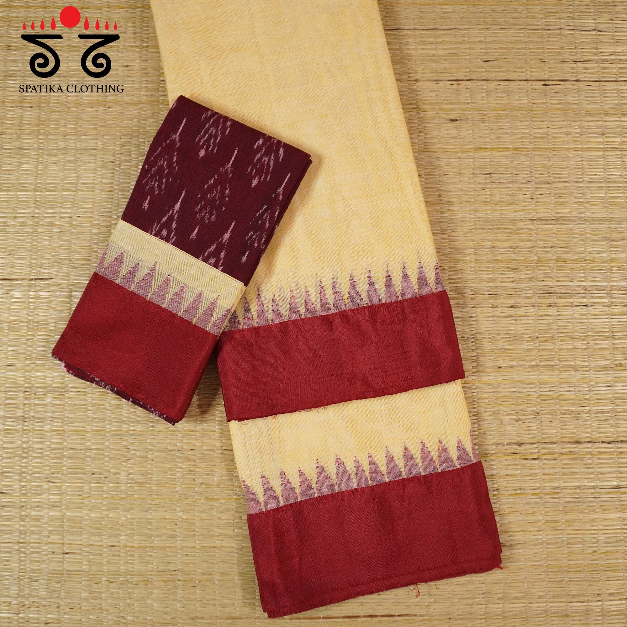 Yellow Ponduru Handspun Cotton Saree - Ikat Blouse